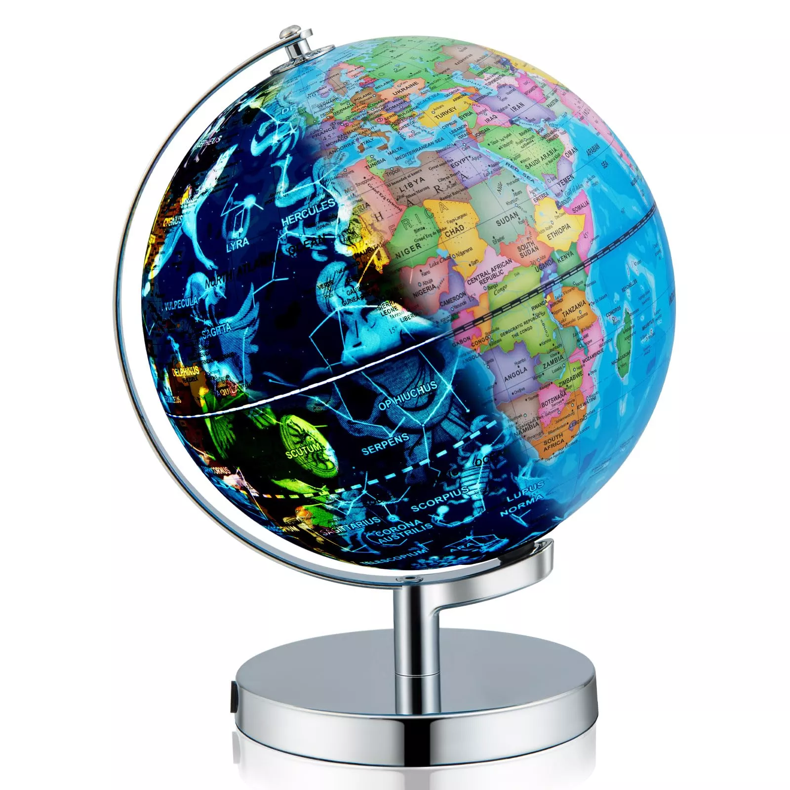 Goplus 9” Illuminated World Globe with Constellation Map - Blue