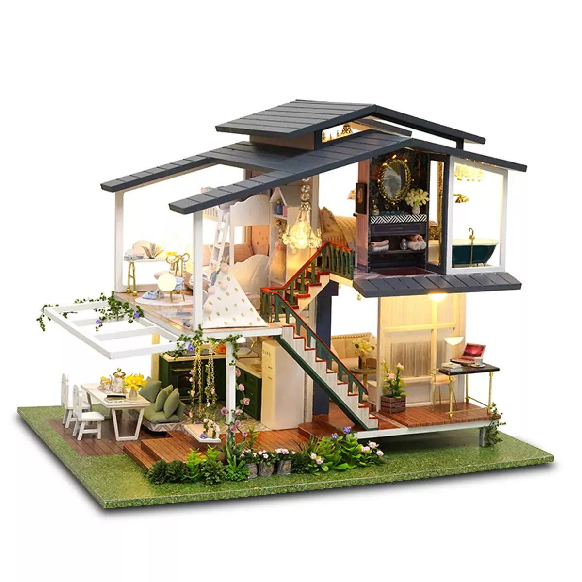 GuDoQi DIY Dollhouse Kit, Monet Garden, One Size, Multi-color