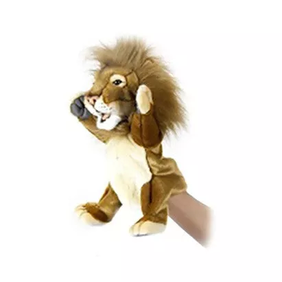 HANSA Lion Hand Puppet - Realistic Plush 11" Tall - Brown