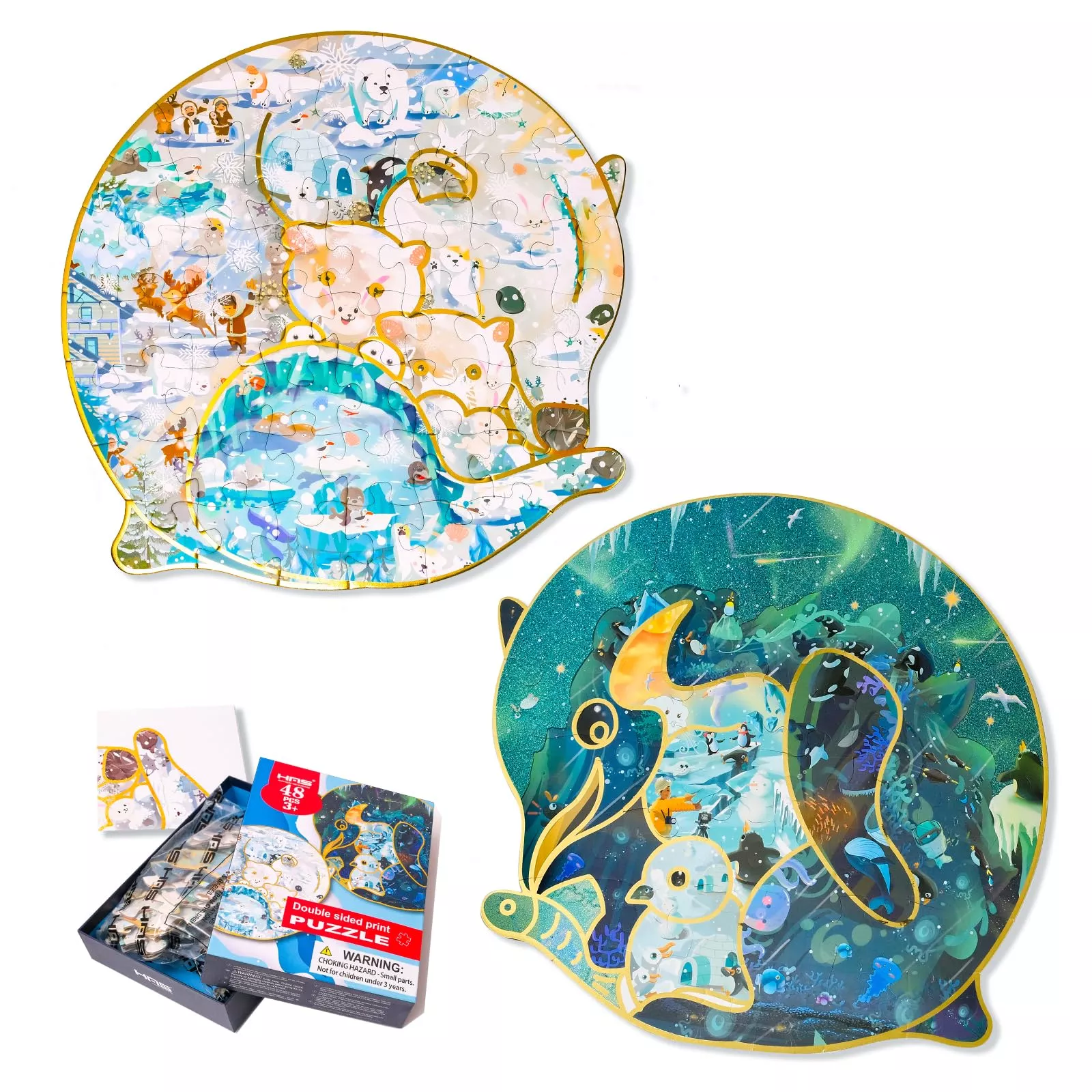 Has Floor Puzzles For Kids Ages 3+, Double-Sided Penguin And Polar Bea