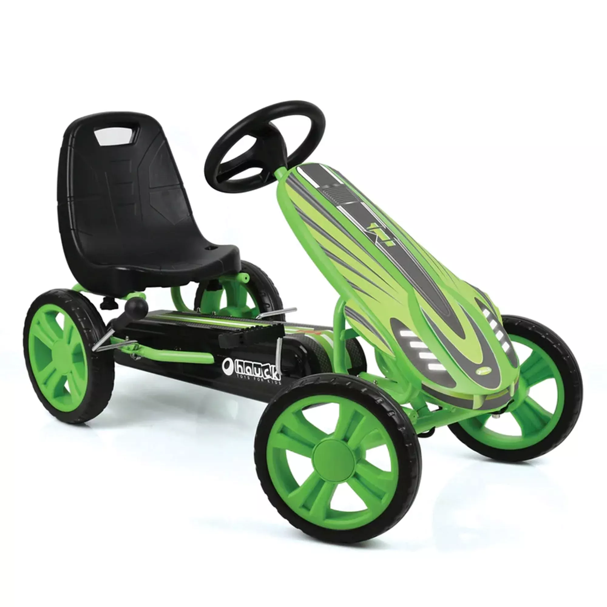 Hauck Kids Go-Kart - Durable Green Pedal Car, Large Size, Adjustable Seat