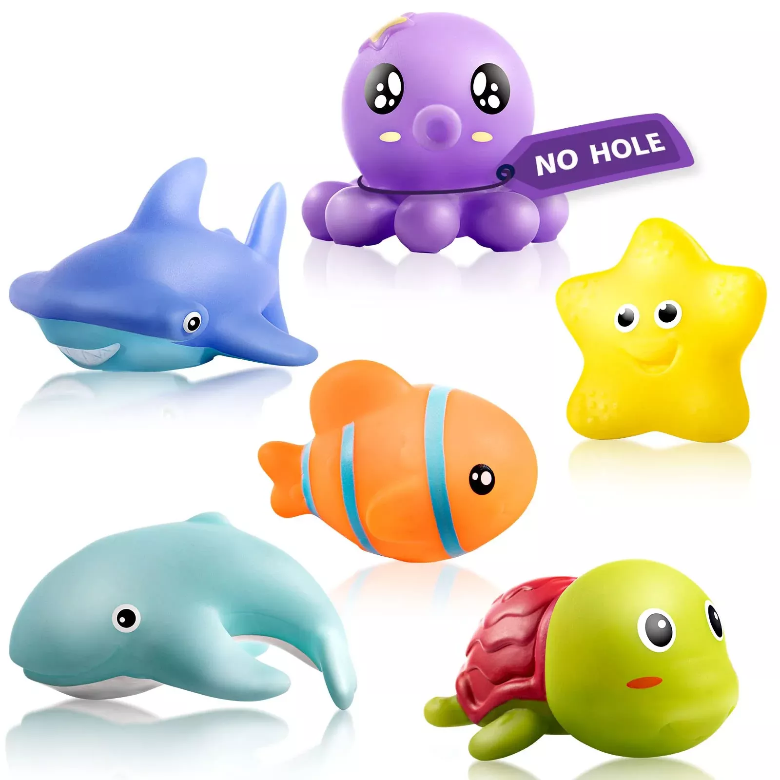 Hely Cancy Baby Bath Toys, No Hole, Soft Rubber, Small, Mix Color