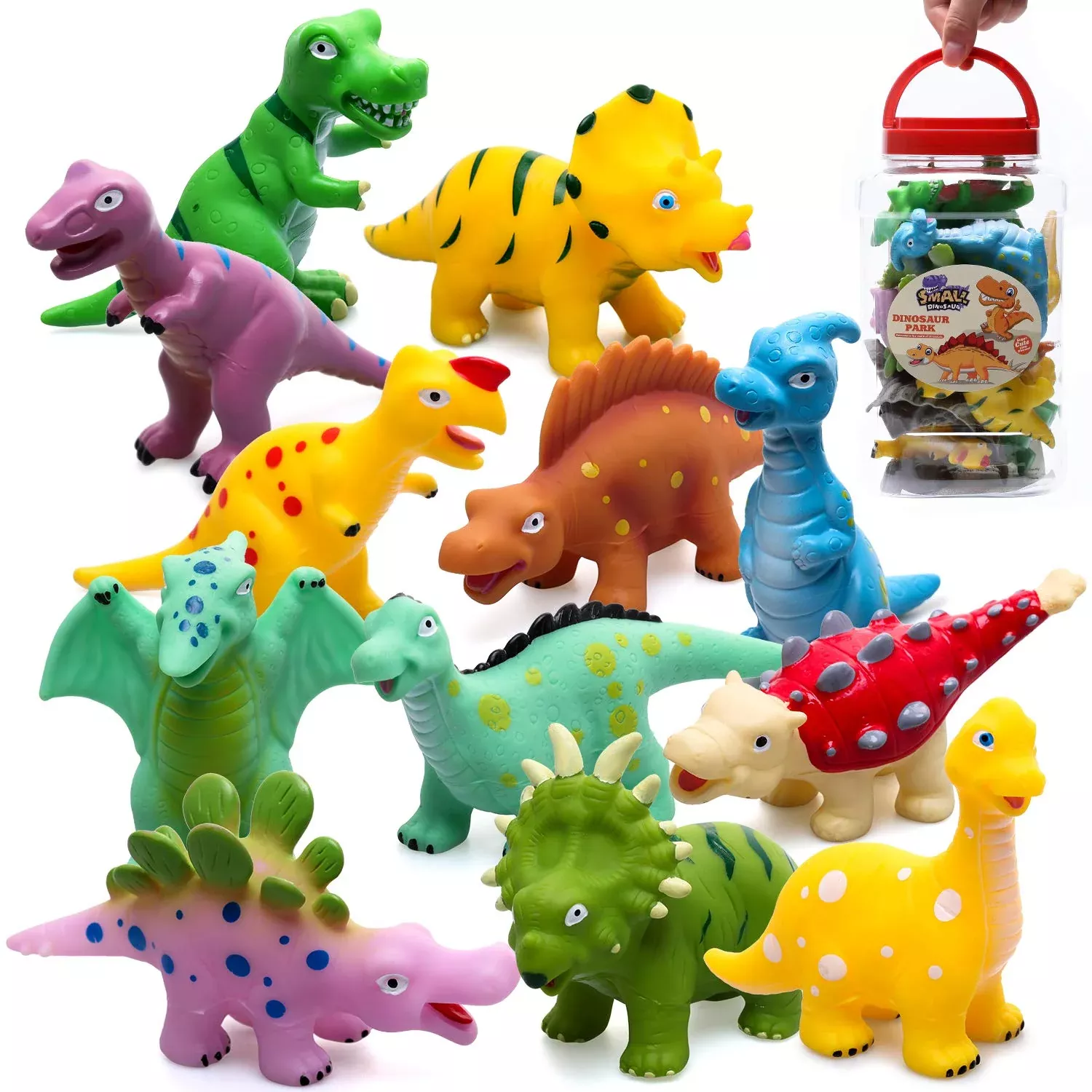 Hely Cancy Dinosaur Bath Toys for Kids, 12 pcs, Small, Soft