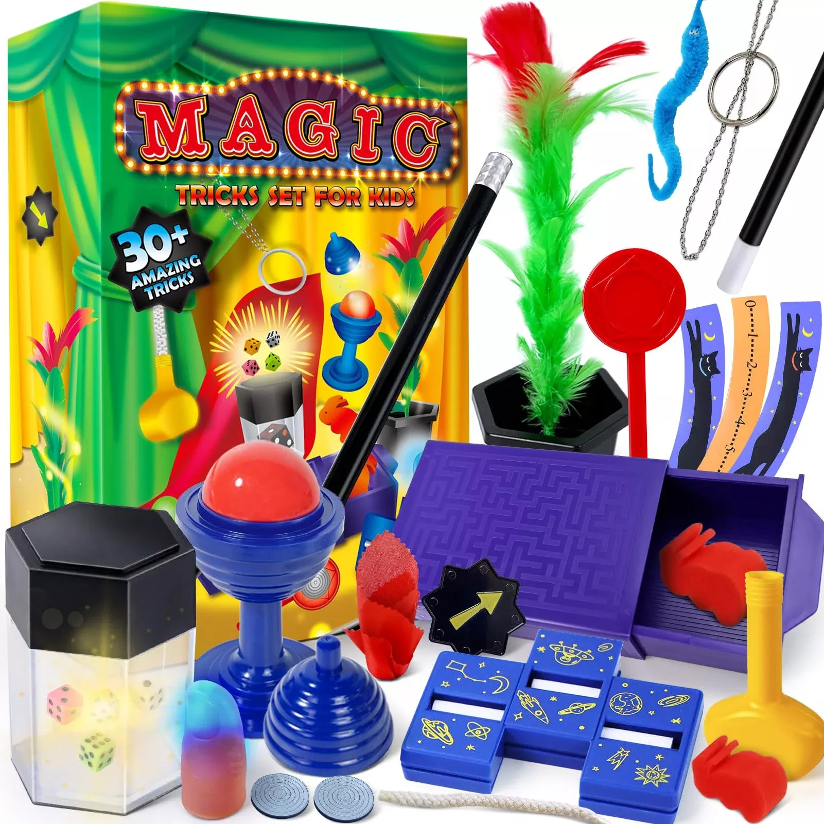 Heyzeibo Magic Kit for Kids - 30 Easy Tricks, Medium Size, Multi-Color