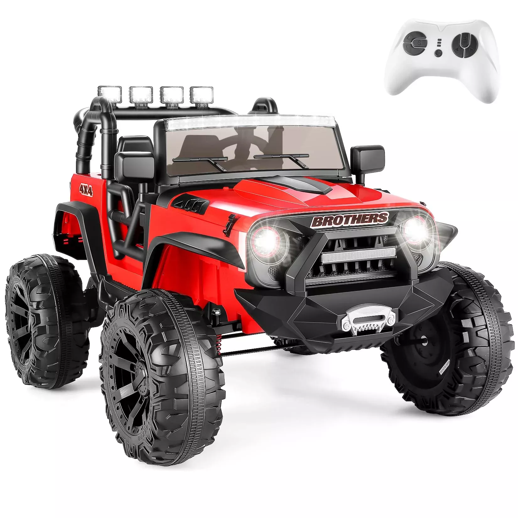 Hikole 24V Ride On Car for Kids, 2 Seater, Red,