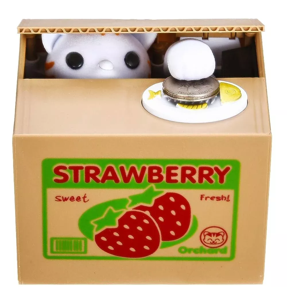 HmiL-U Coin Stealing Piggy Bank for Kids, Strawberry, Large Size