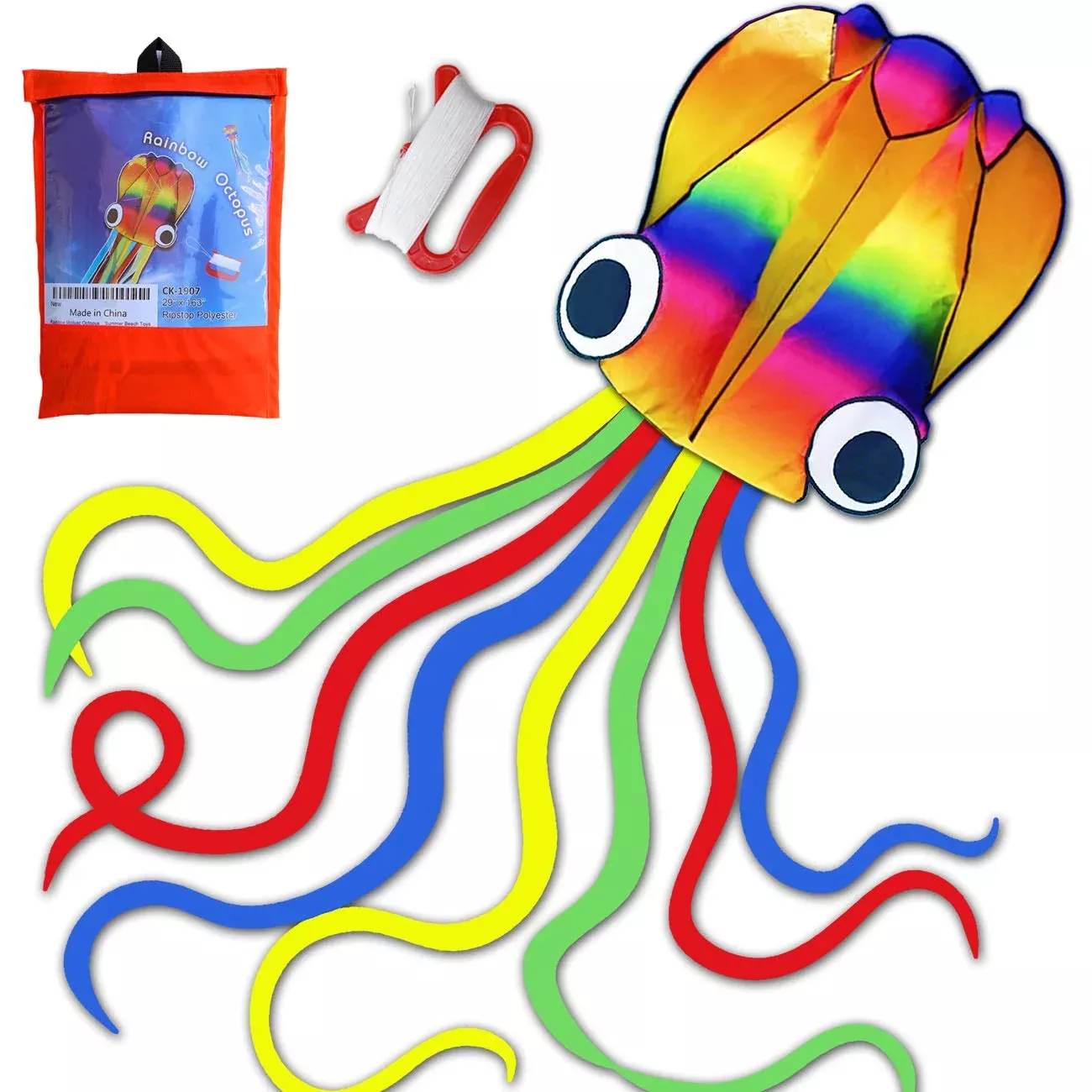 Honbo Rainbow Soft Kite 14ft - Ready to Fly for Kids and Outdoor Fun