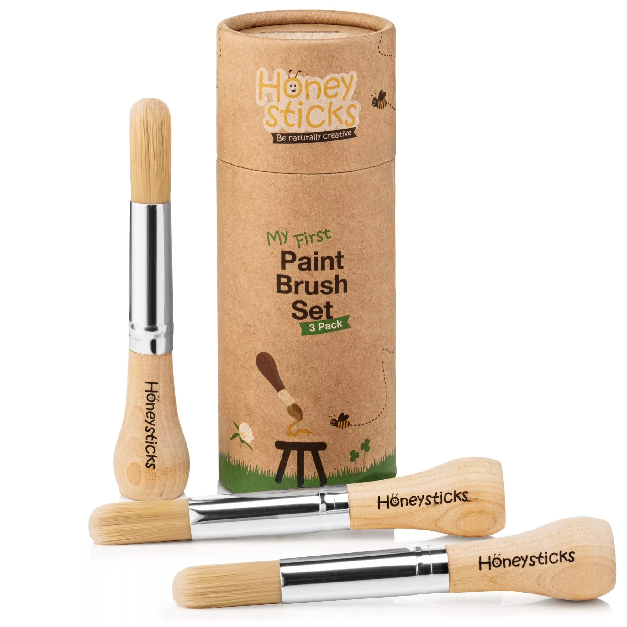 Honeysticks My First Paint Brush Set for Toddlers - Wood, 3 Brushes