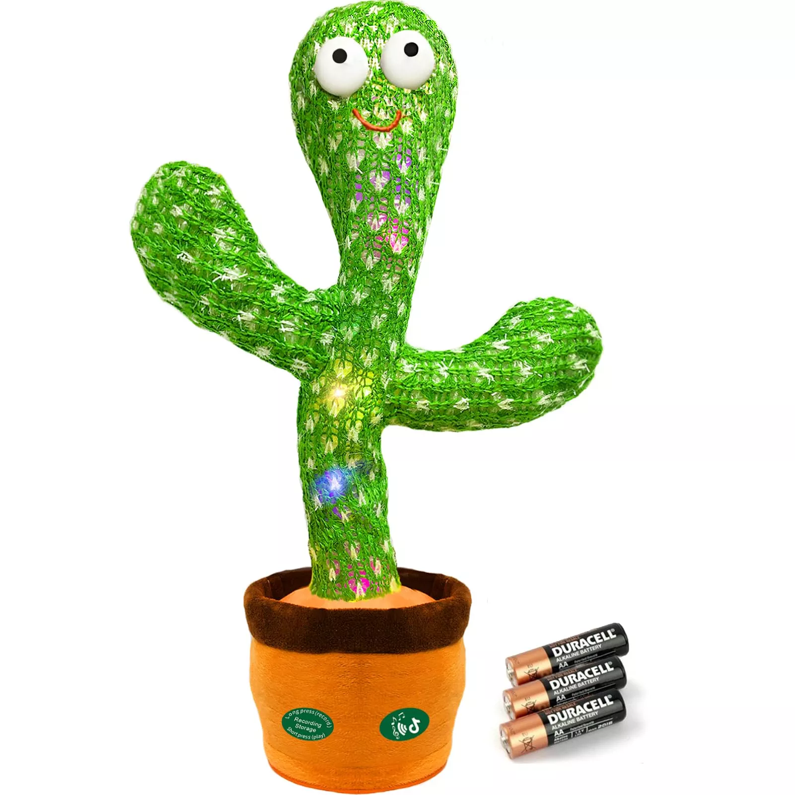 Hunfur Cactus Toy with LED Lights, 4.7" Plush Infant Toy