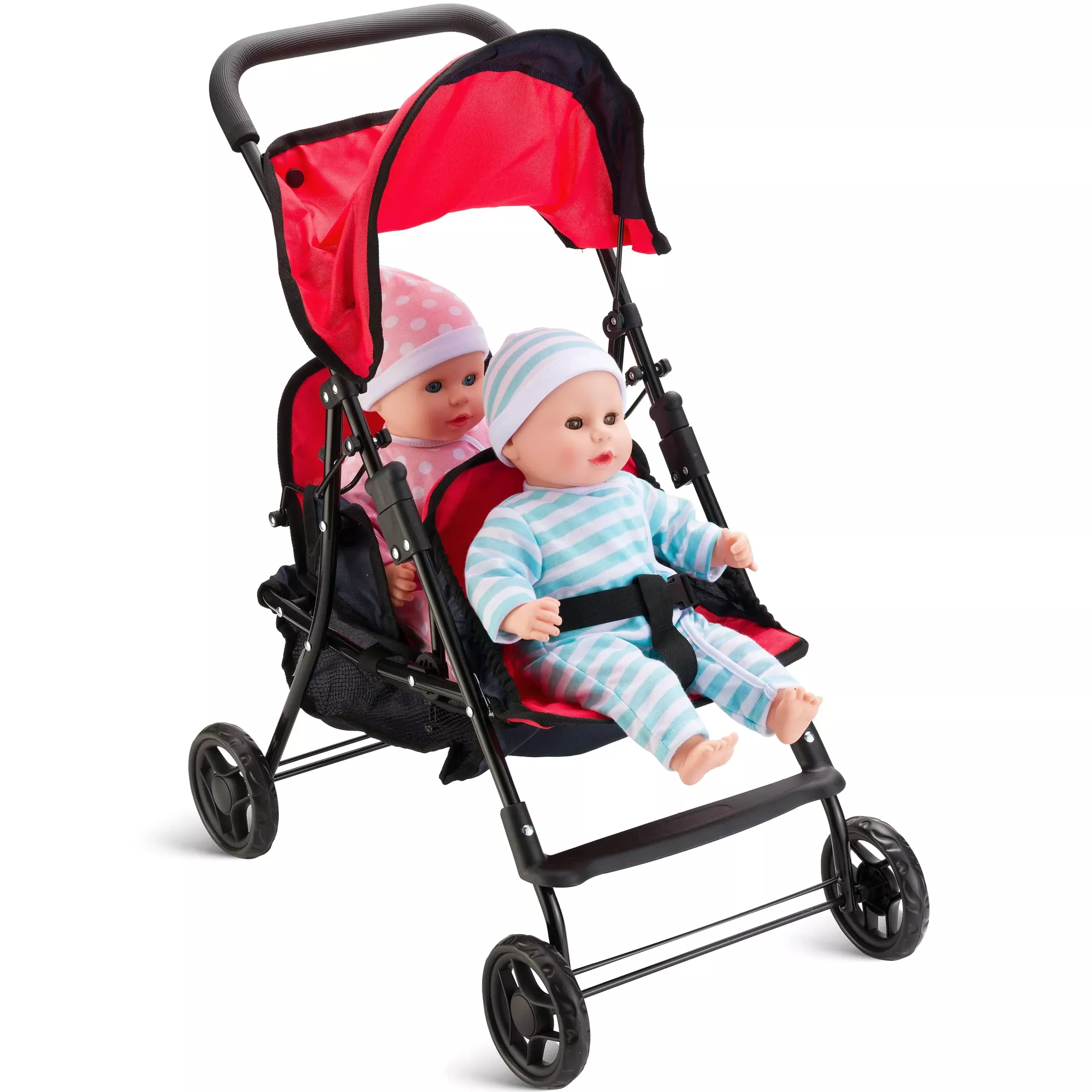 HUSHLILY Doll Twin Stroller for 18" Dolls, Red, 21.