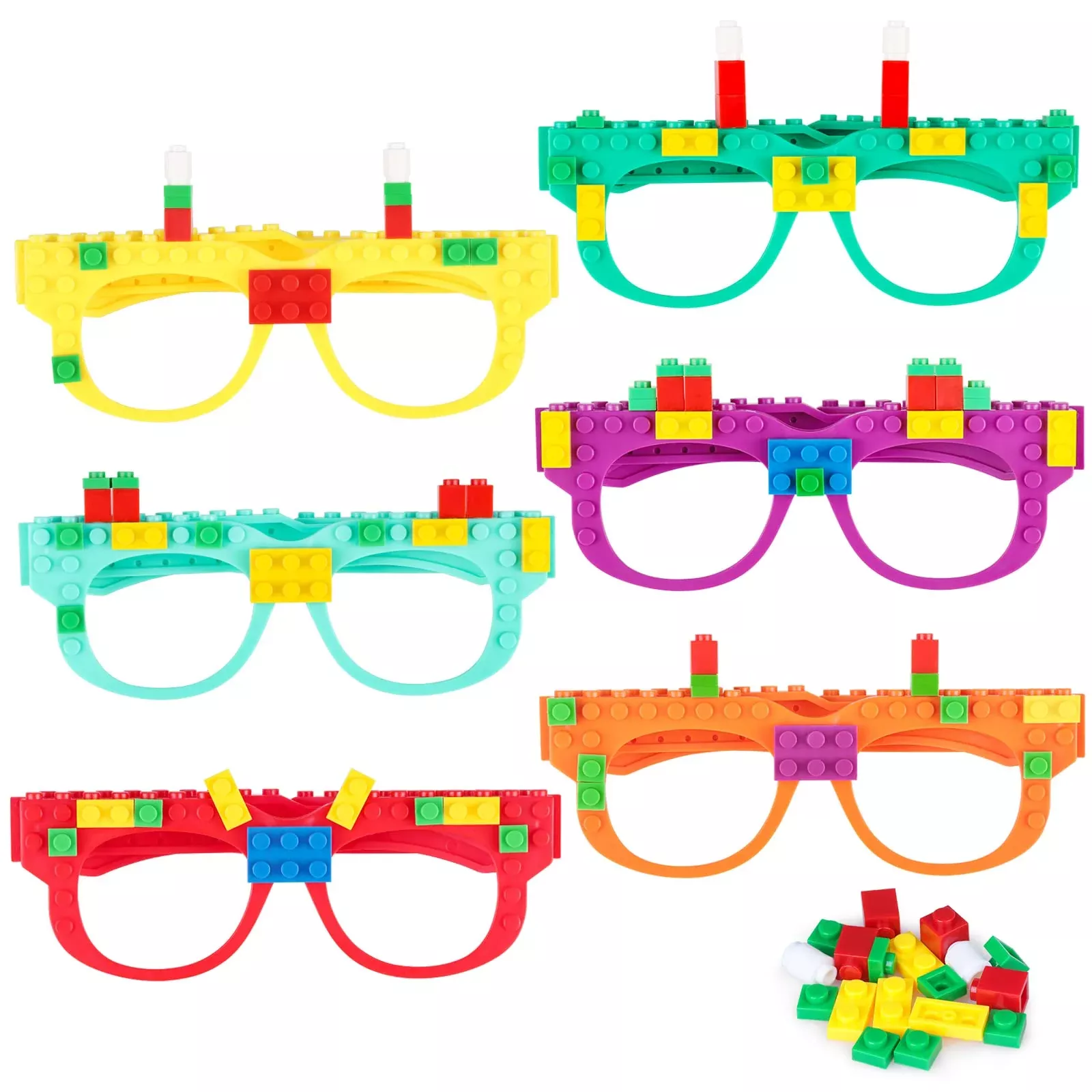 Hxezoc 12 Pcs Diy Building Bricks Glasses Building Blocks Games For Ki