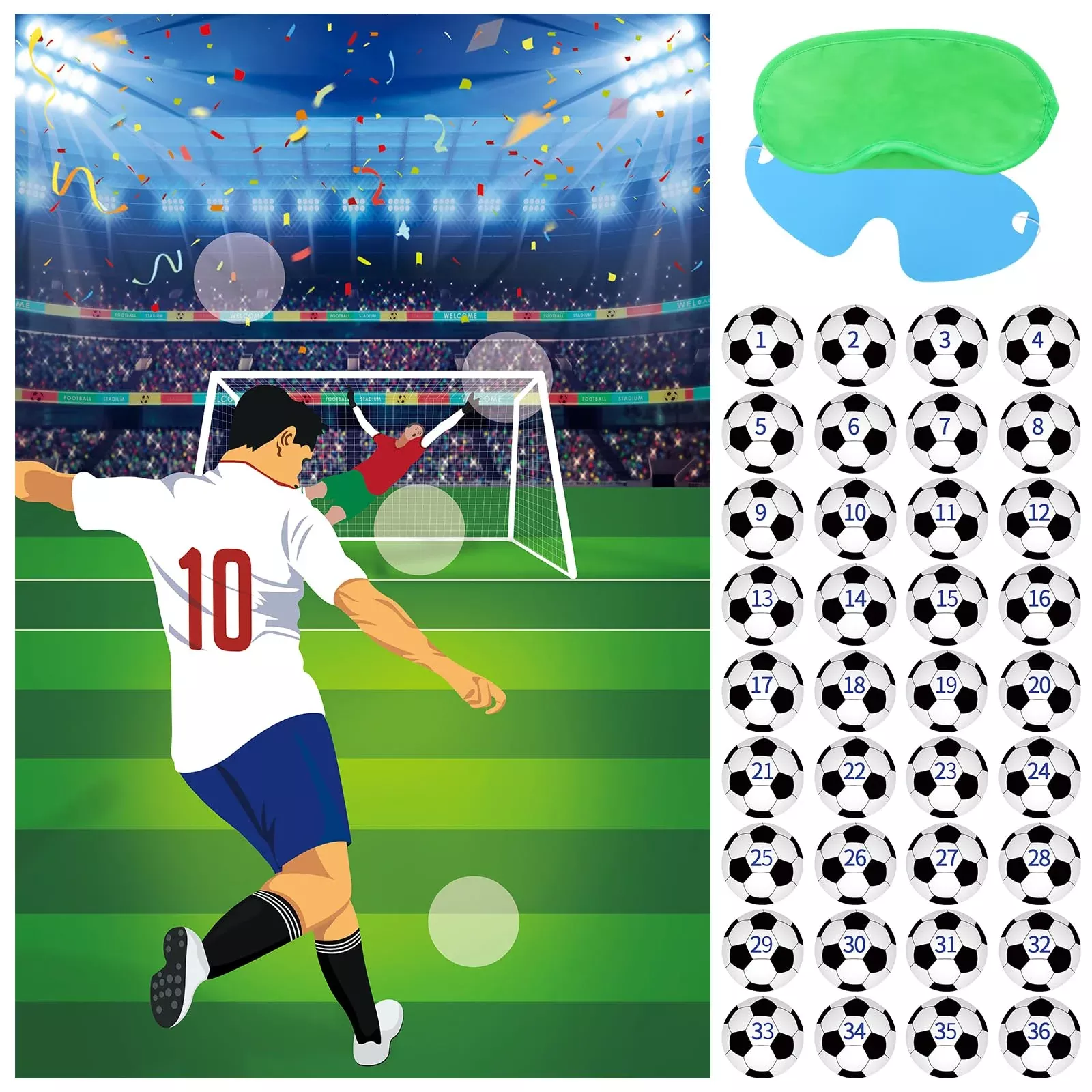 Hxezoc Pin The Soccer Ball On The Goal With 36 Pcs Soccer Ball Sticker