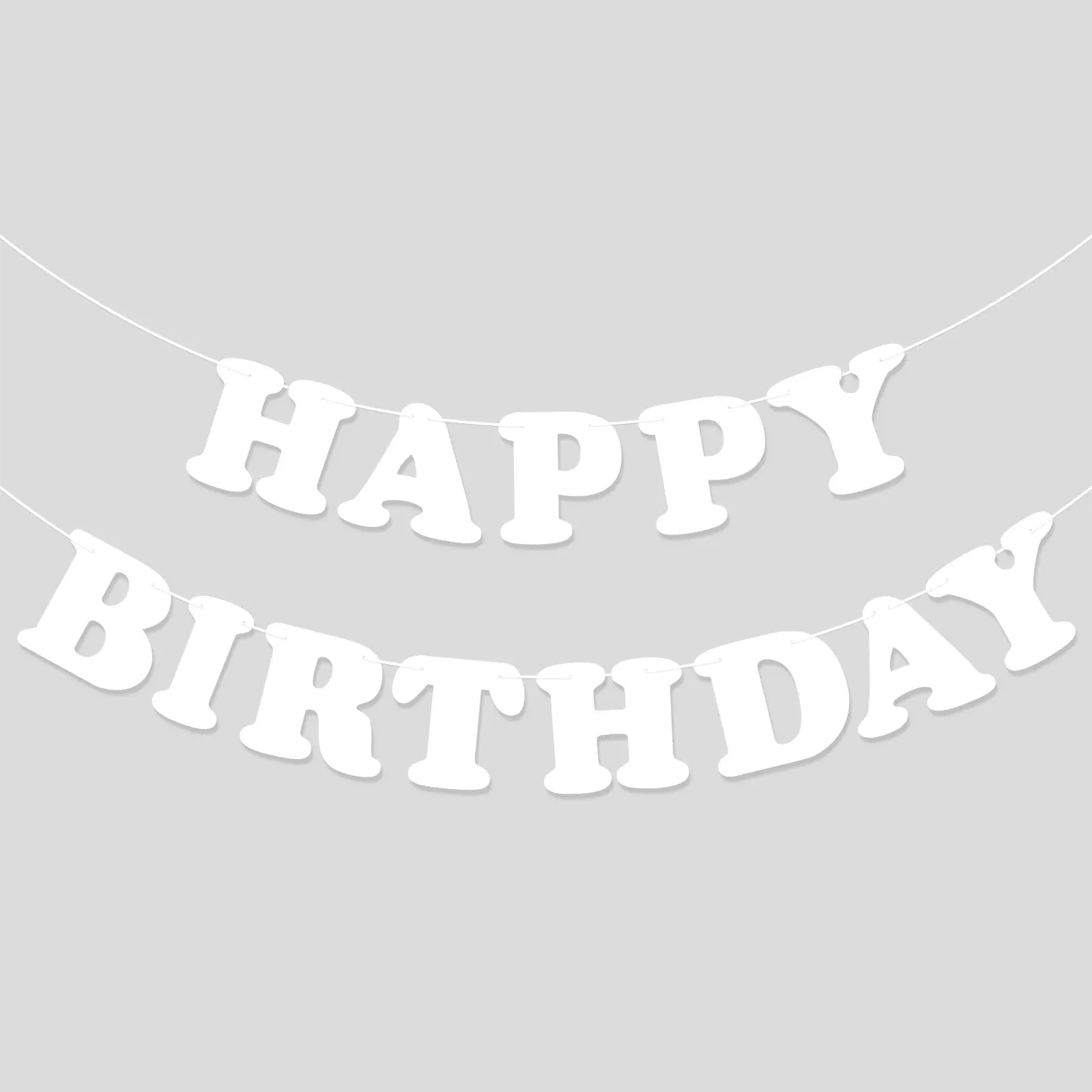 Hxezoc White Happy Birthday Banner - 13 Flags, 8.3ft &