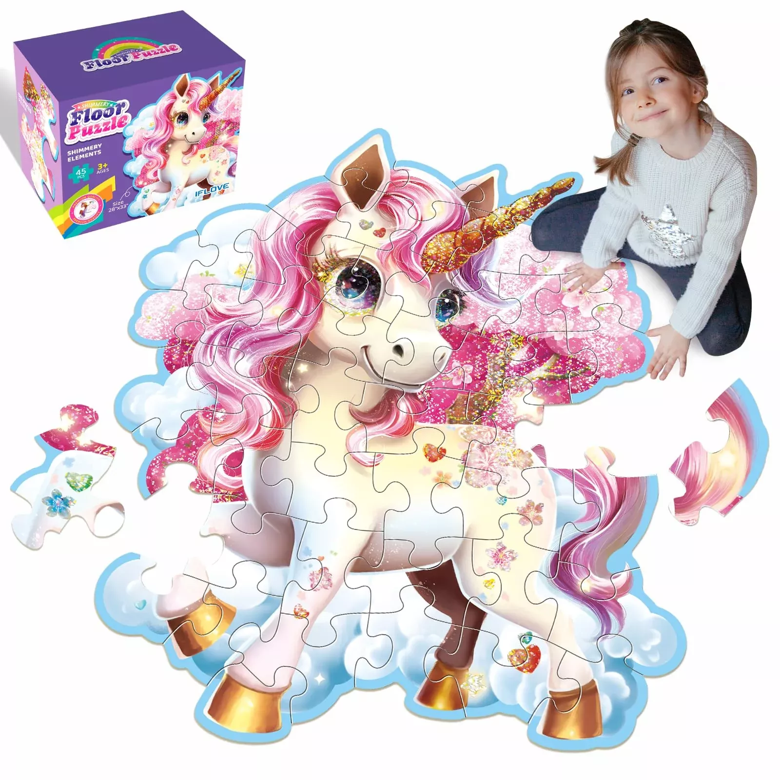 IFLOVE Jumbo Floor Puzzle for Kids, 48 Pieces, 28x33 inches