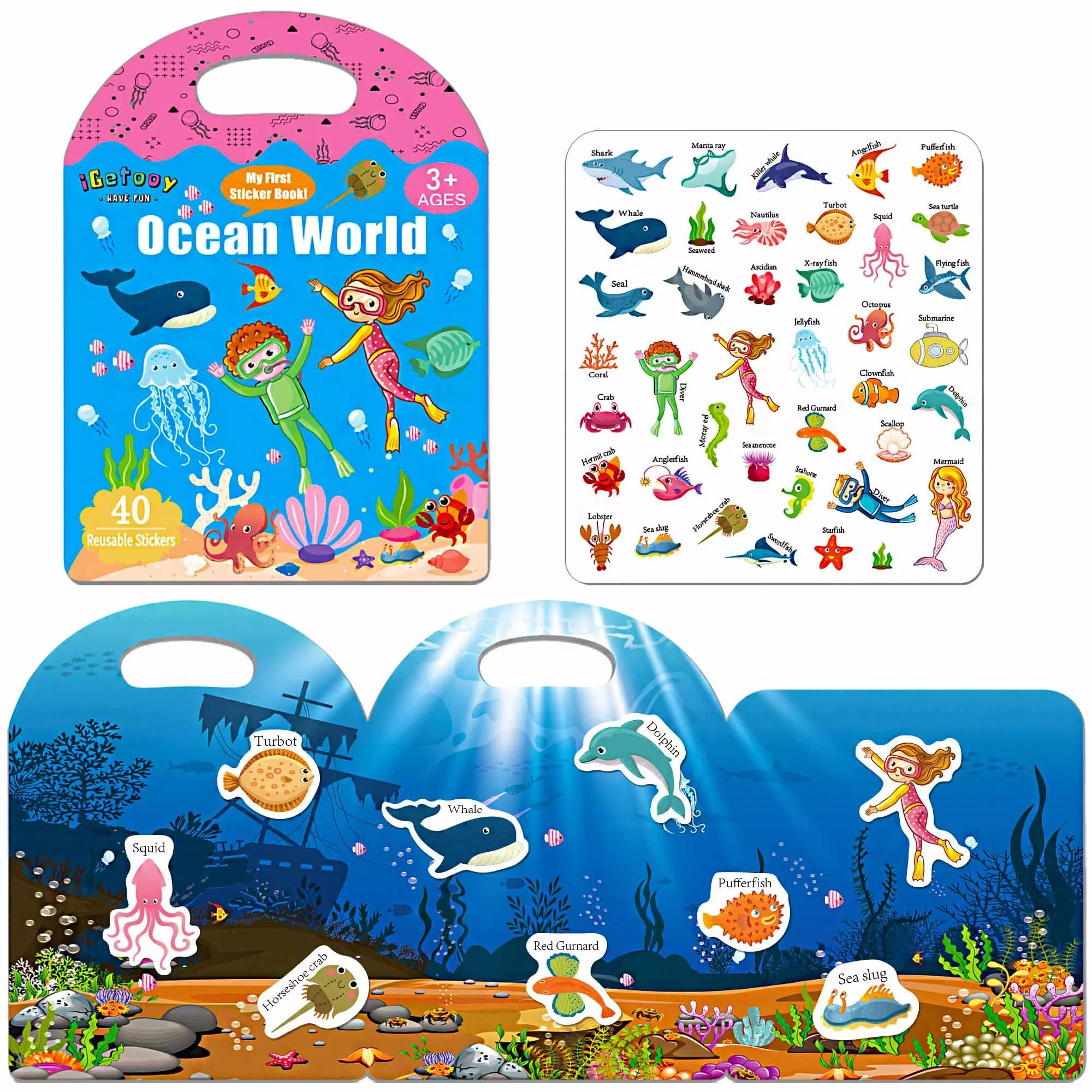 Igetooy Reusable Sticker Books For Toddlers 1-3, Sticker Book For Todd