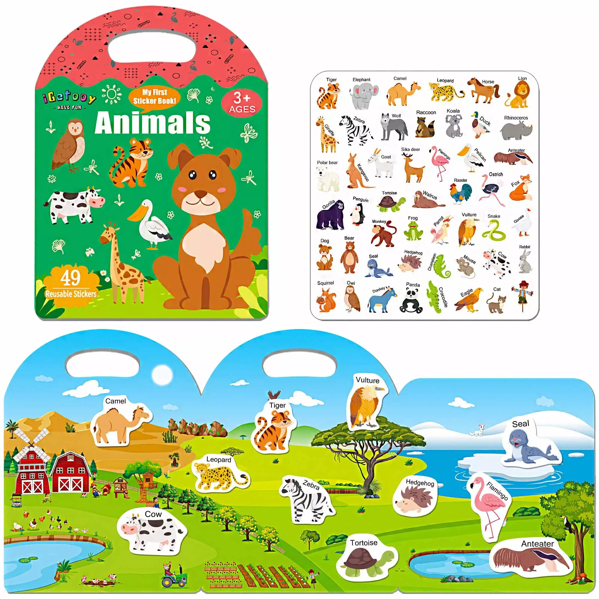 Igetooy Reusable Sticker Books For Toddlers 1-3, Stickers For Toddlers