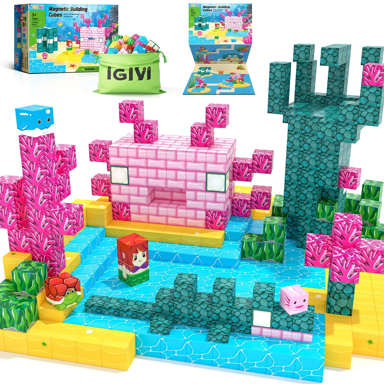 Igivi Magnetic Blocks - Build Mine Magnet World Ocean Set, Magnets Bui