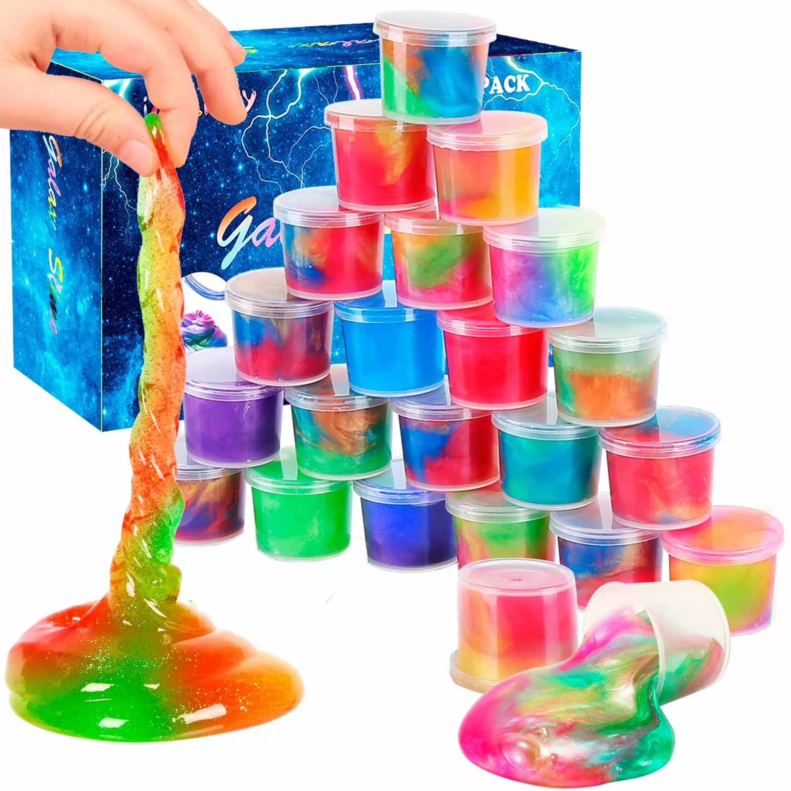 iMelitoy Galaxy Slime Kit for Kids, 24 Colors, Non-Sticky