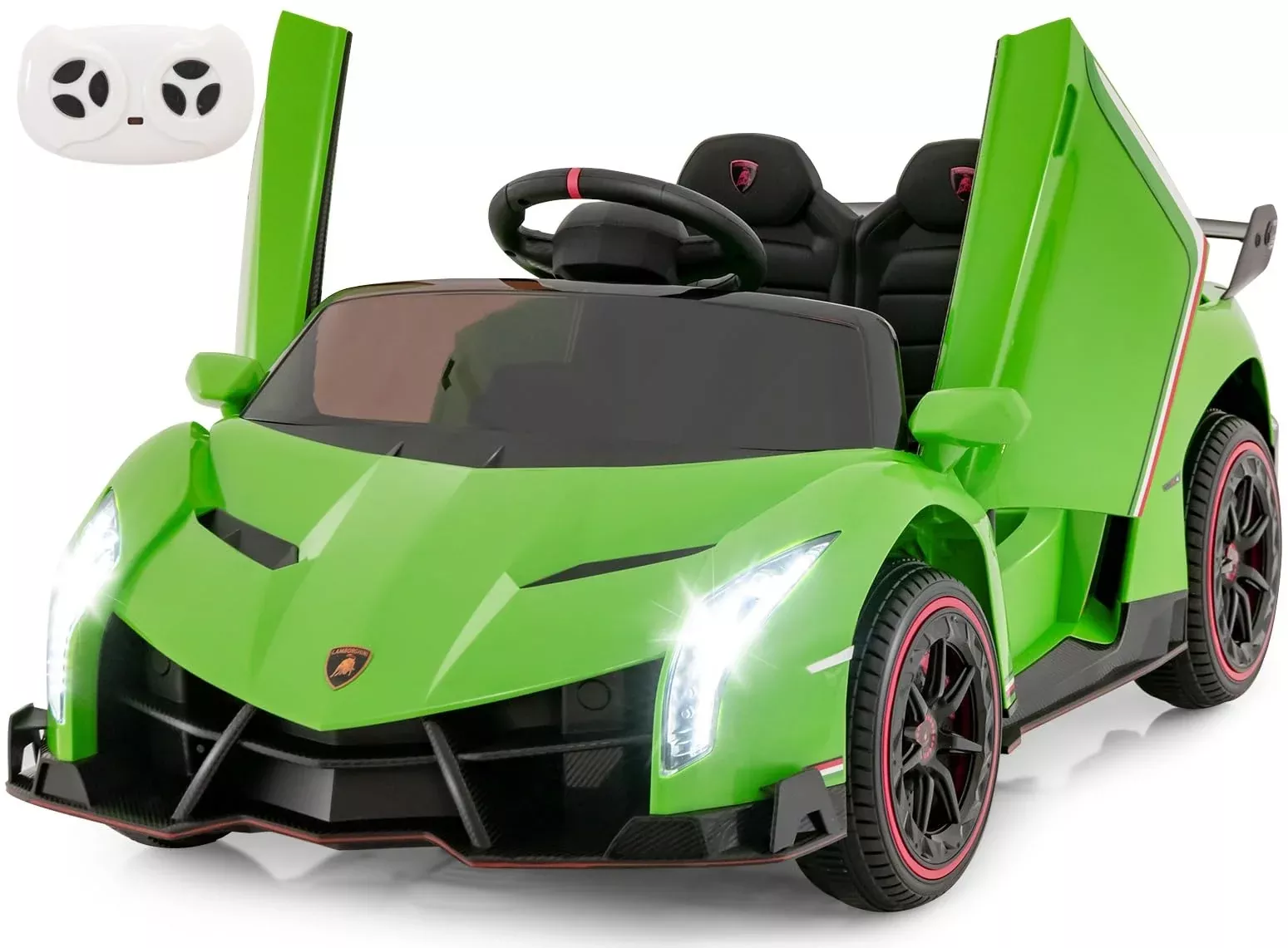 INFANS Licensed Lamborghini Veneno Ride-On Car 12V Green 44"x24"x18