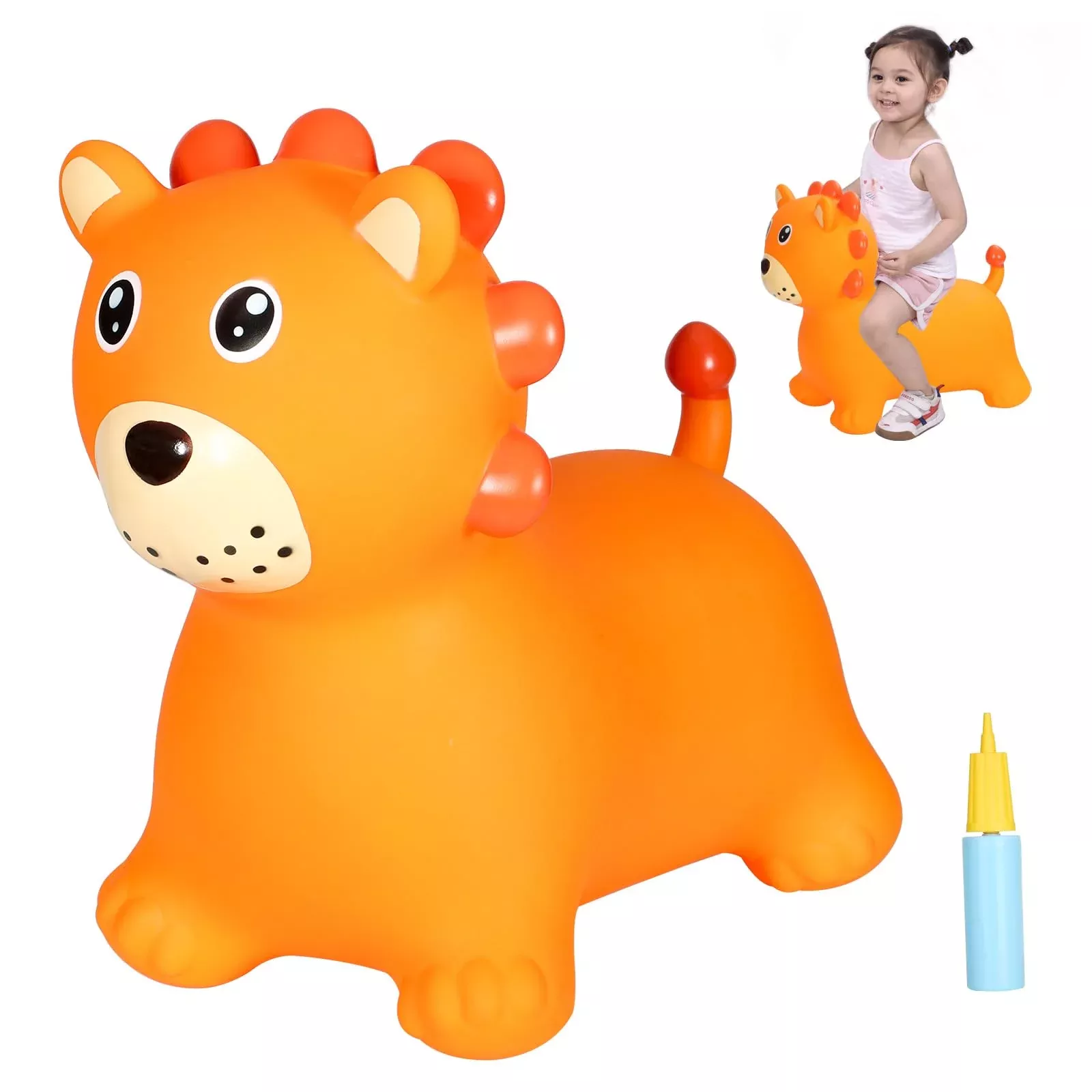 INPANY Bouncy Lion Hopper Toy - Small, Orange - Durable & Fun