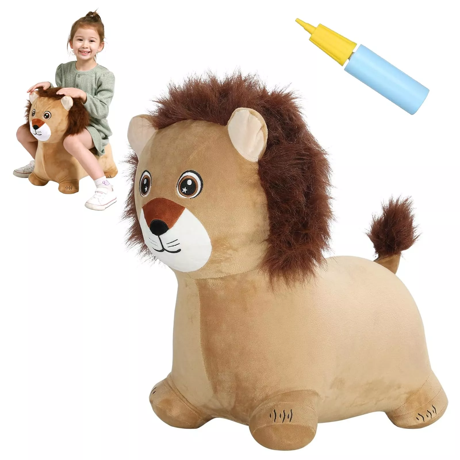 INPANY Bouncy Lion Toy for Toddlers, Small to Medium, Plush Cover