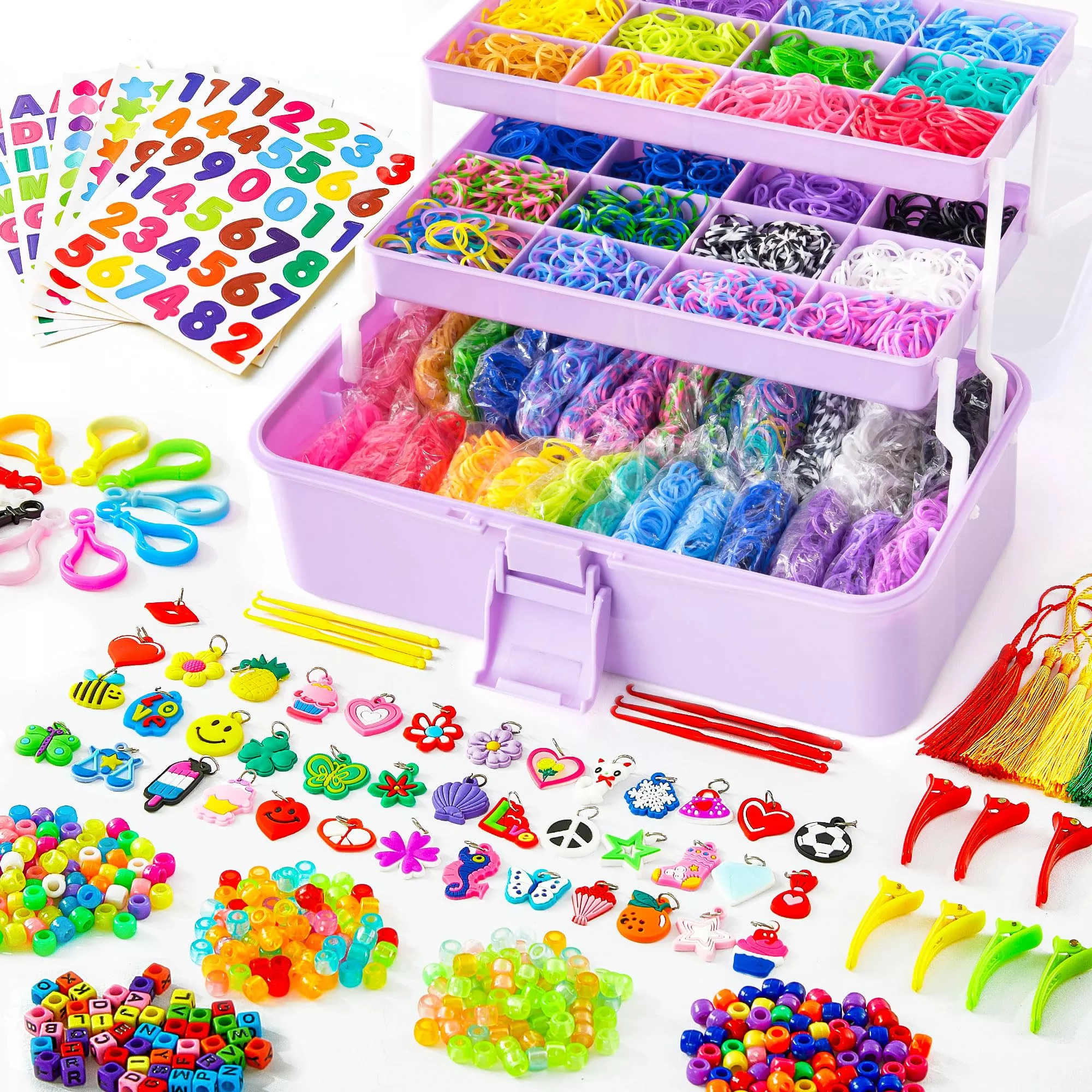 INSCRAFT Rubber Loom Bands Kit, 17500+ Pieces, Light Purple, 7