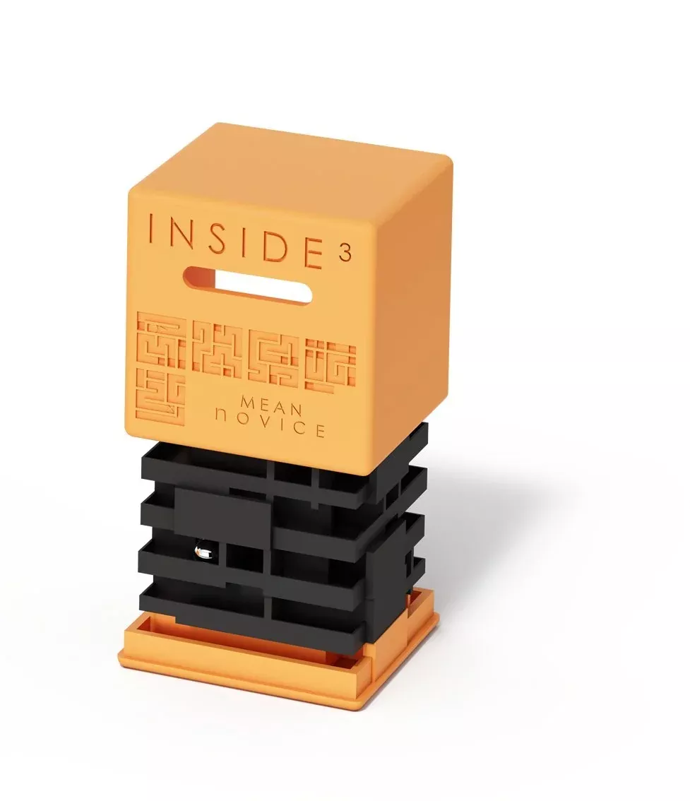 INSIDE3 Cube Puzzle - Labyrinth Game - 84mm - Mean Novice - Level