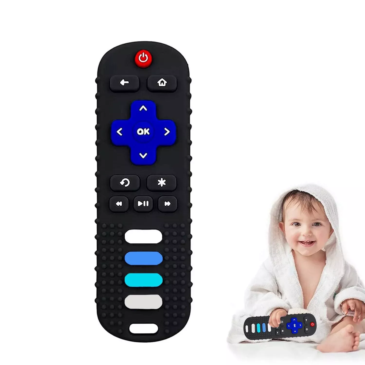 Intatikoo Silicone Baby Remote Toy - Black - Teething Aid for 3-24 Months