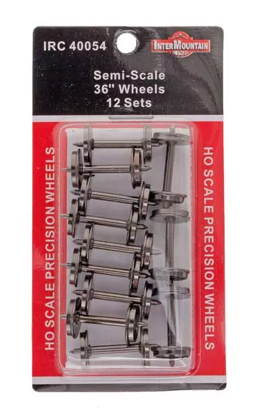 Intermountain 40054 HO Scale 36" Semi-Scale Metal Brass Wheelsets (12 Pack)