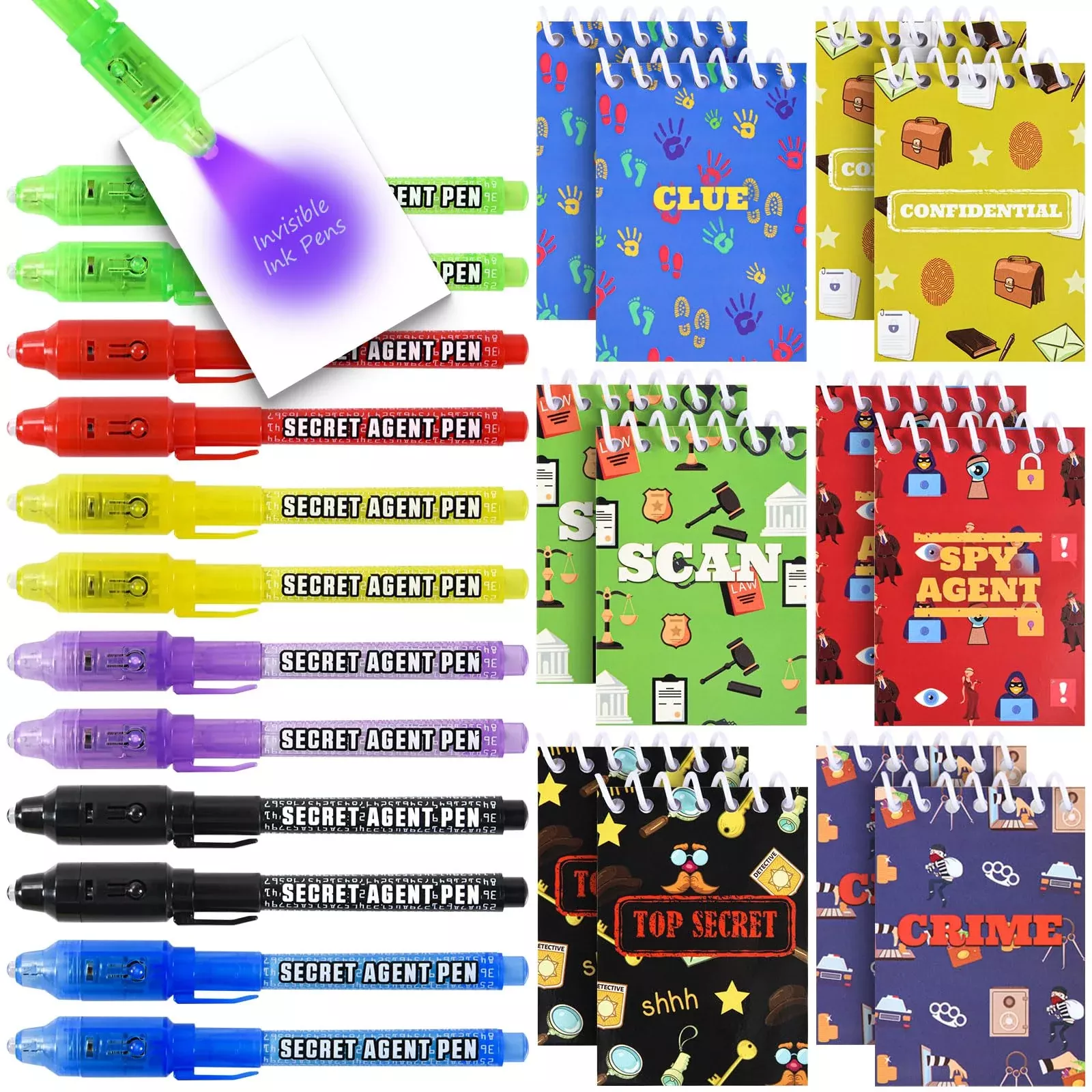 Invisible Ink Pens, 12 Pack Disappearing Ink Pens & 12 Pack Mini Noteb