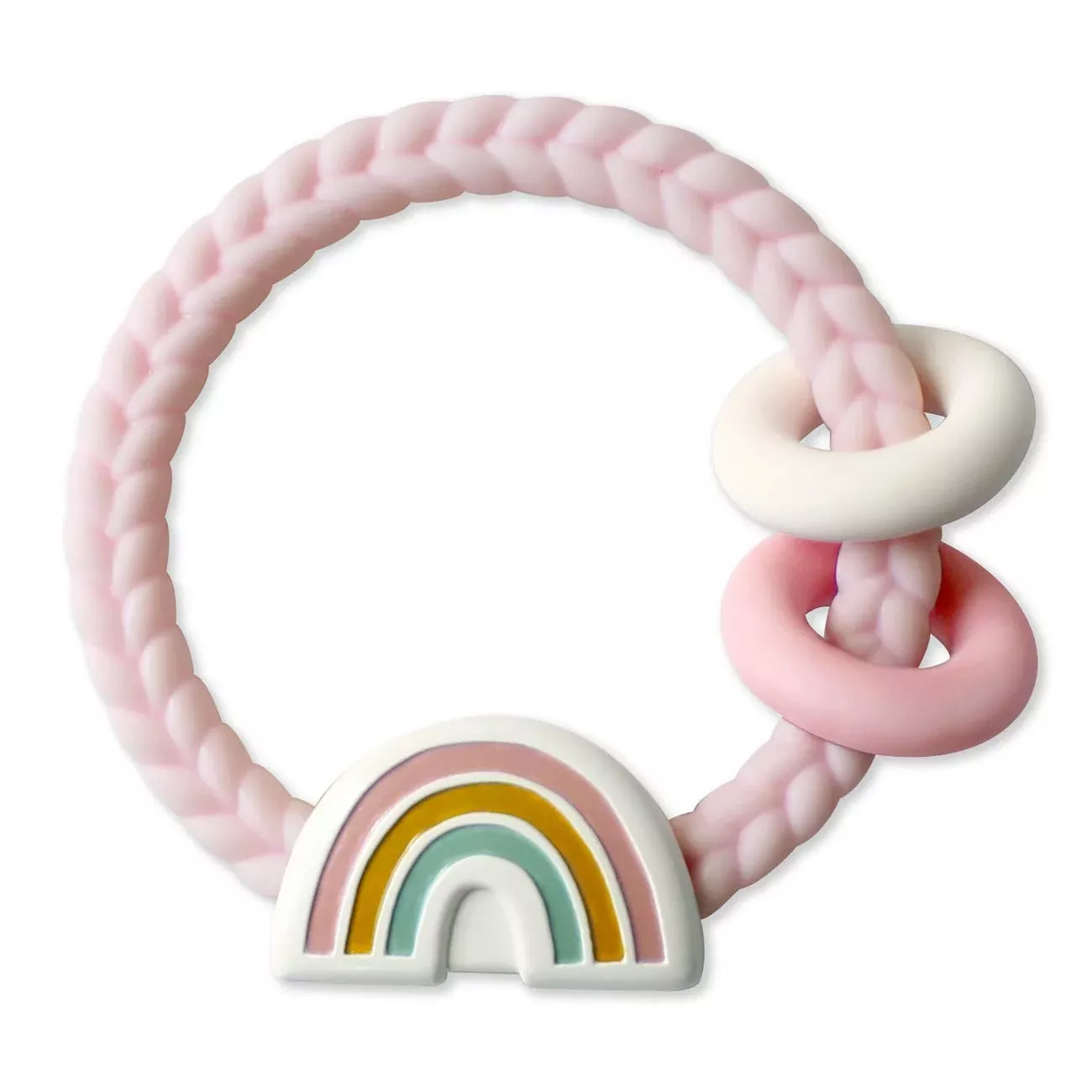 Itzy Ritzy Ritzy Rattle Teether, Pink Rainbow, 1 Count
