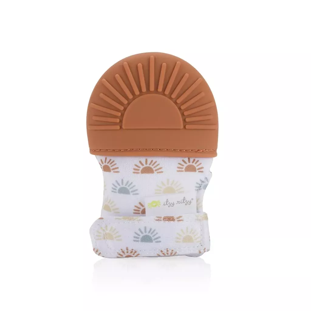 Itzy Ritzy Silicone Teething Mitt for Babies, Terracotta Sun, 1 Count