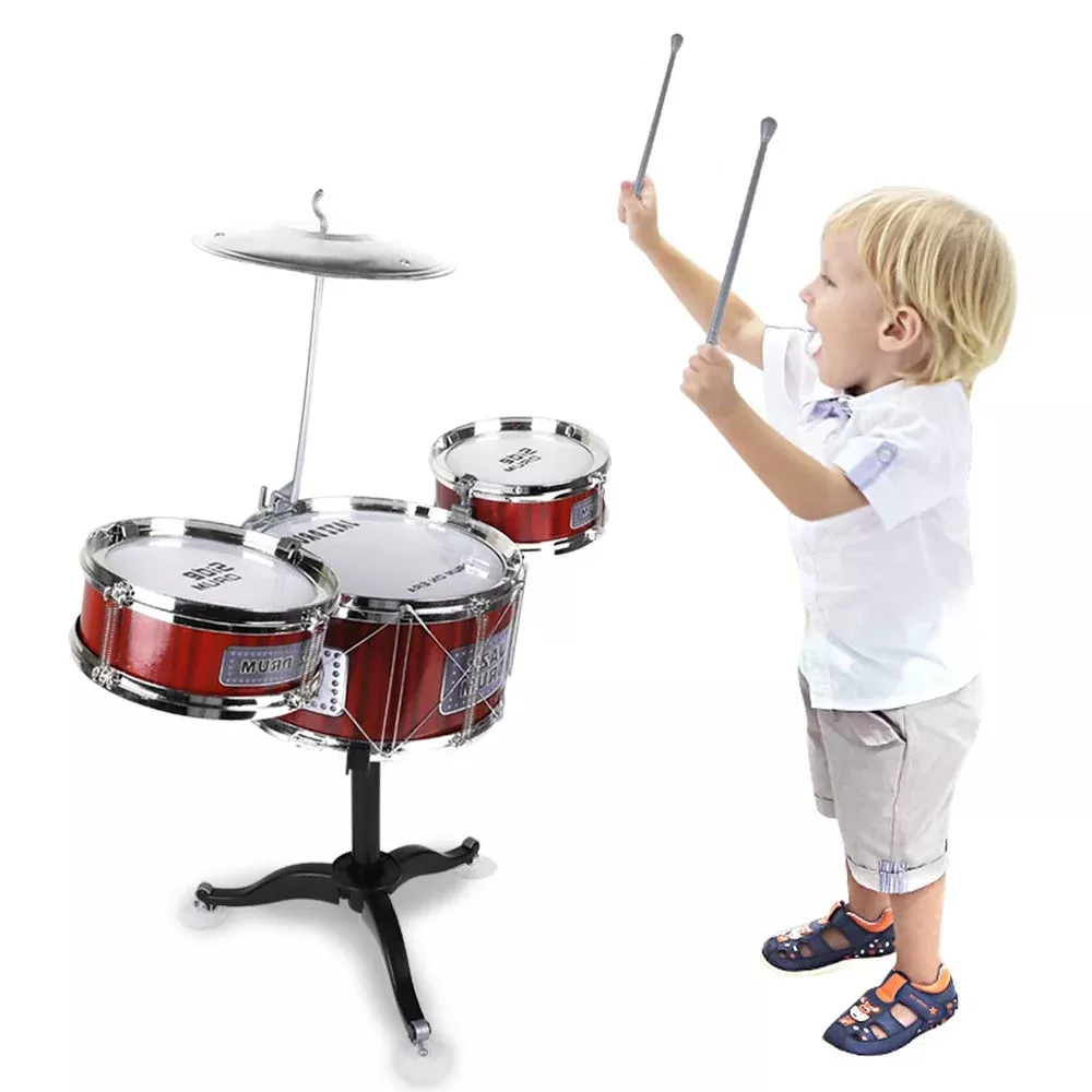 Jafatoy Small Plastic Drum Set Toy For Kids Age 3 - 6 Years Old Toy Mu