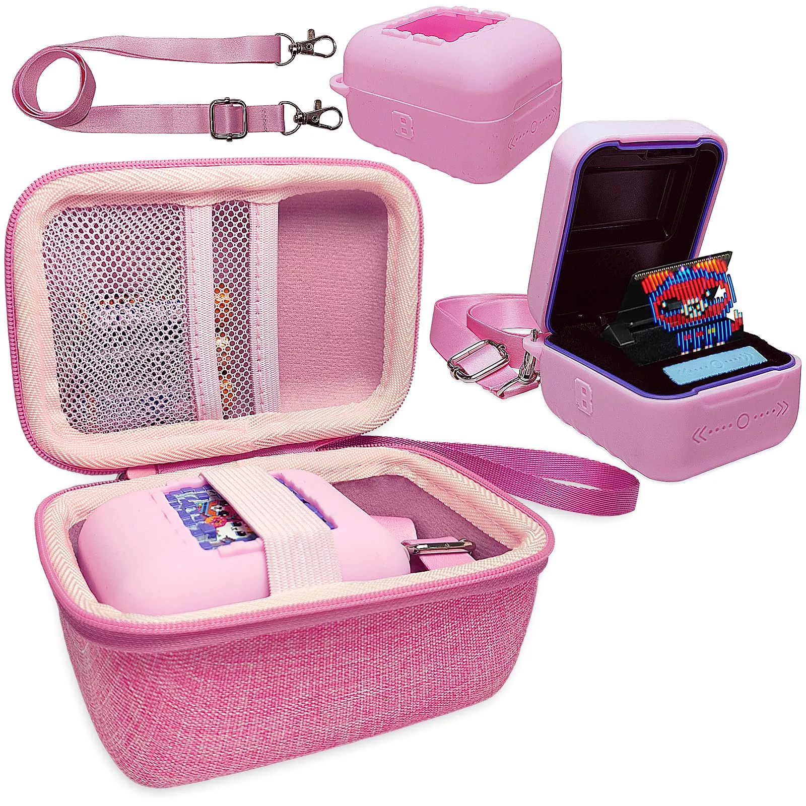 JCHPINE Hard Travel Case & Silicone Case for Bitzee Pet - Pink