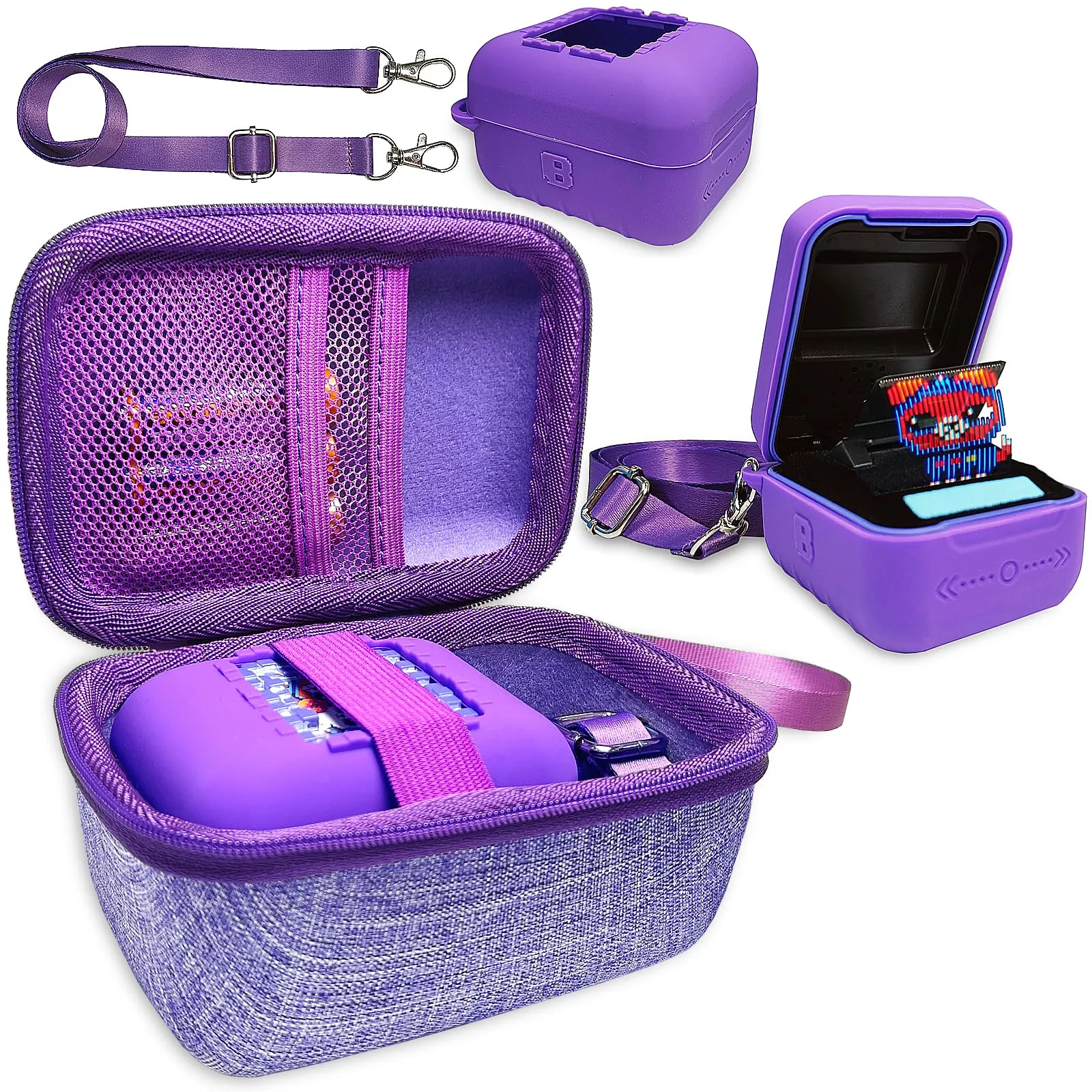 JCHPINE Hard Travel Case & Silicone Case for Bitzee Toy - Purple