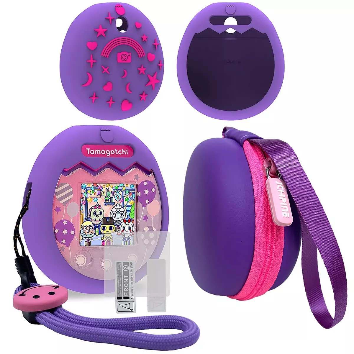 JCHPINE Silicone Cover and Case for Tamagotchi Pix, Purple-Pink