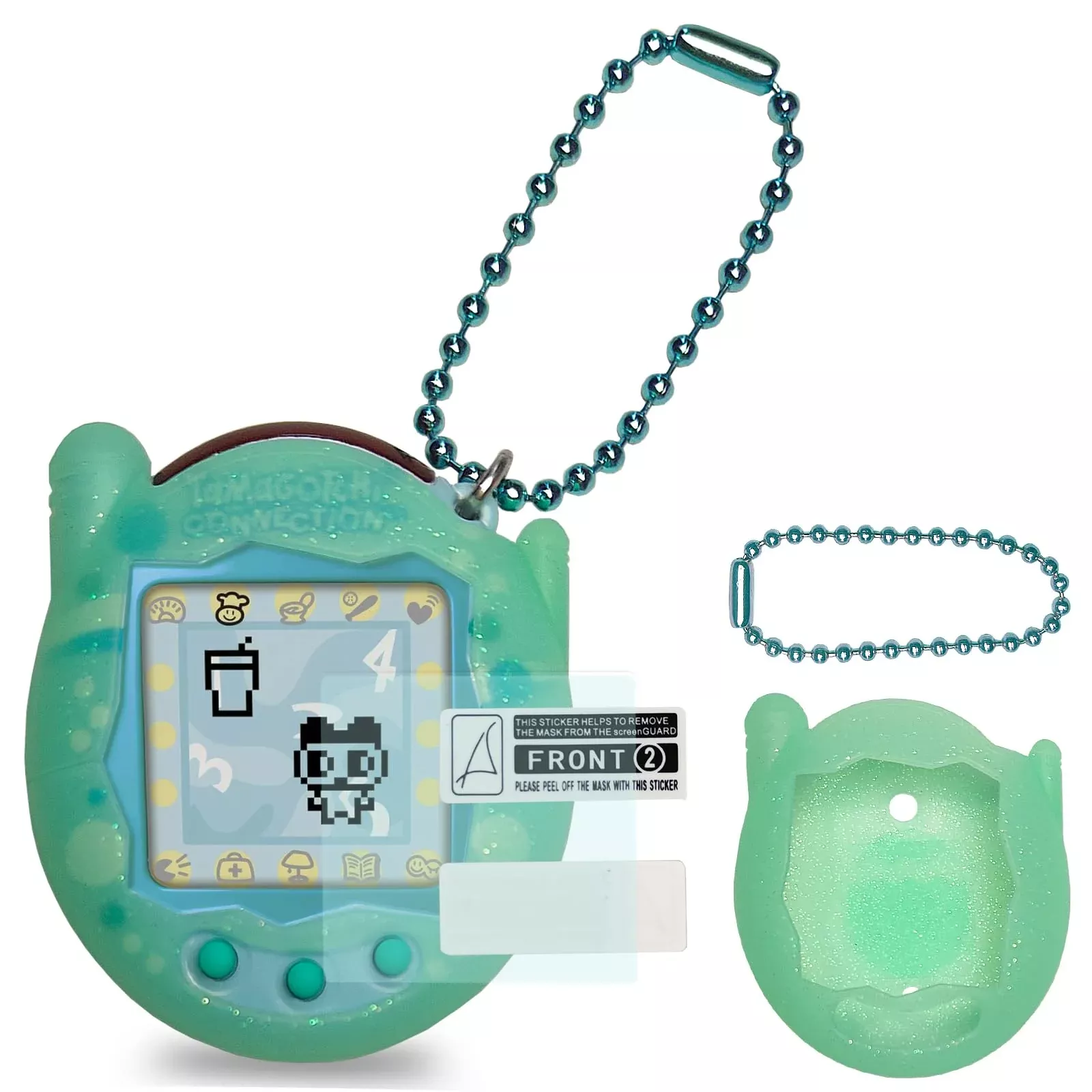 JCHPINE Soft Silicone Case & Screen Protector for Tamagotchi, Teal