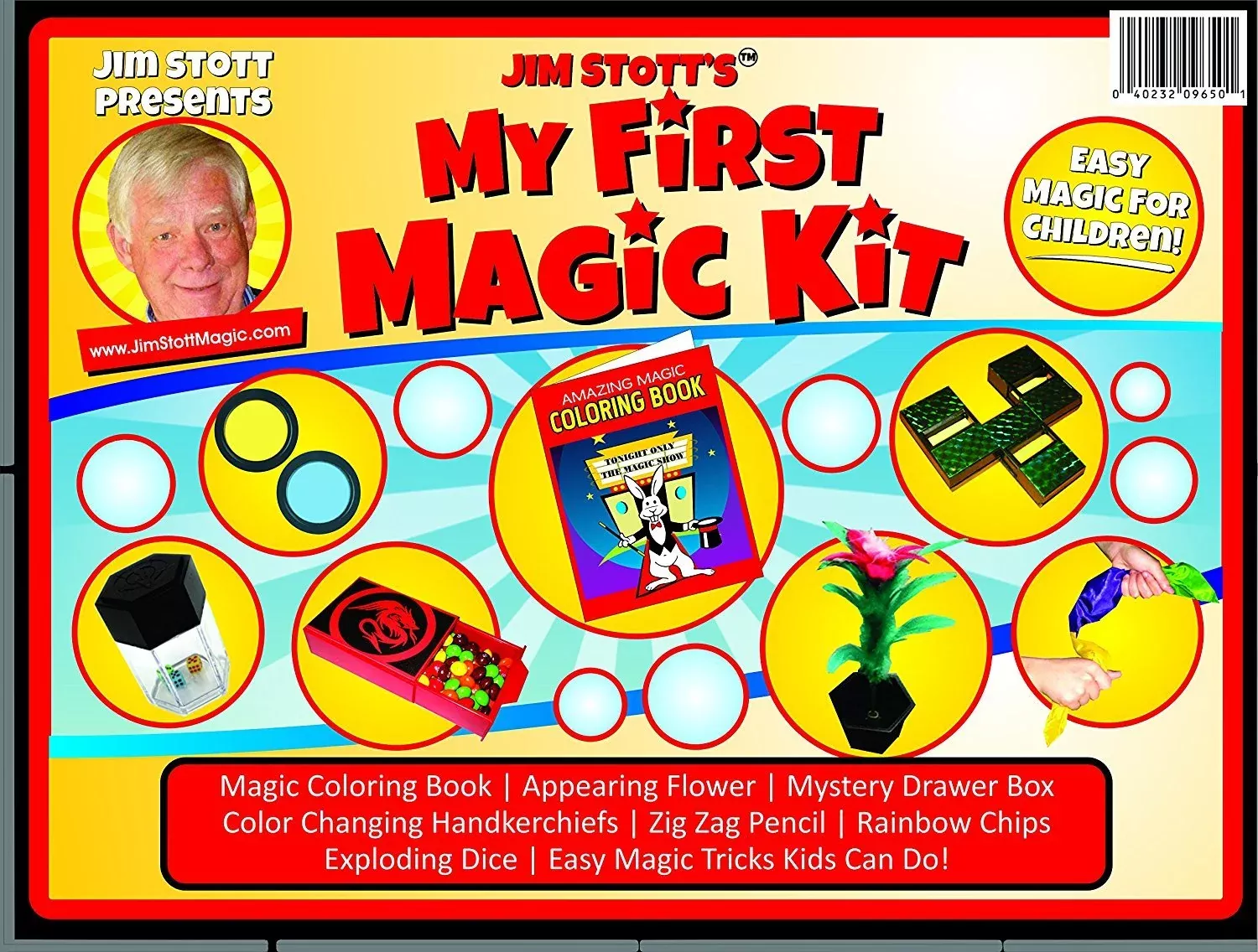 Jim Stott Magic My First Magic Kit for Kids, Red/Green/Blue, Medium
