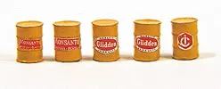 JL Innovative Design 413 HO Scale Yellow Industrial Barrels 5 Pack