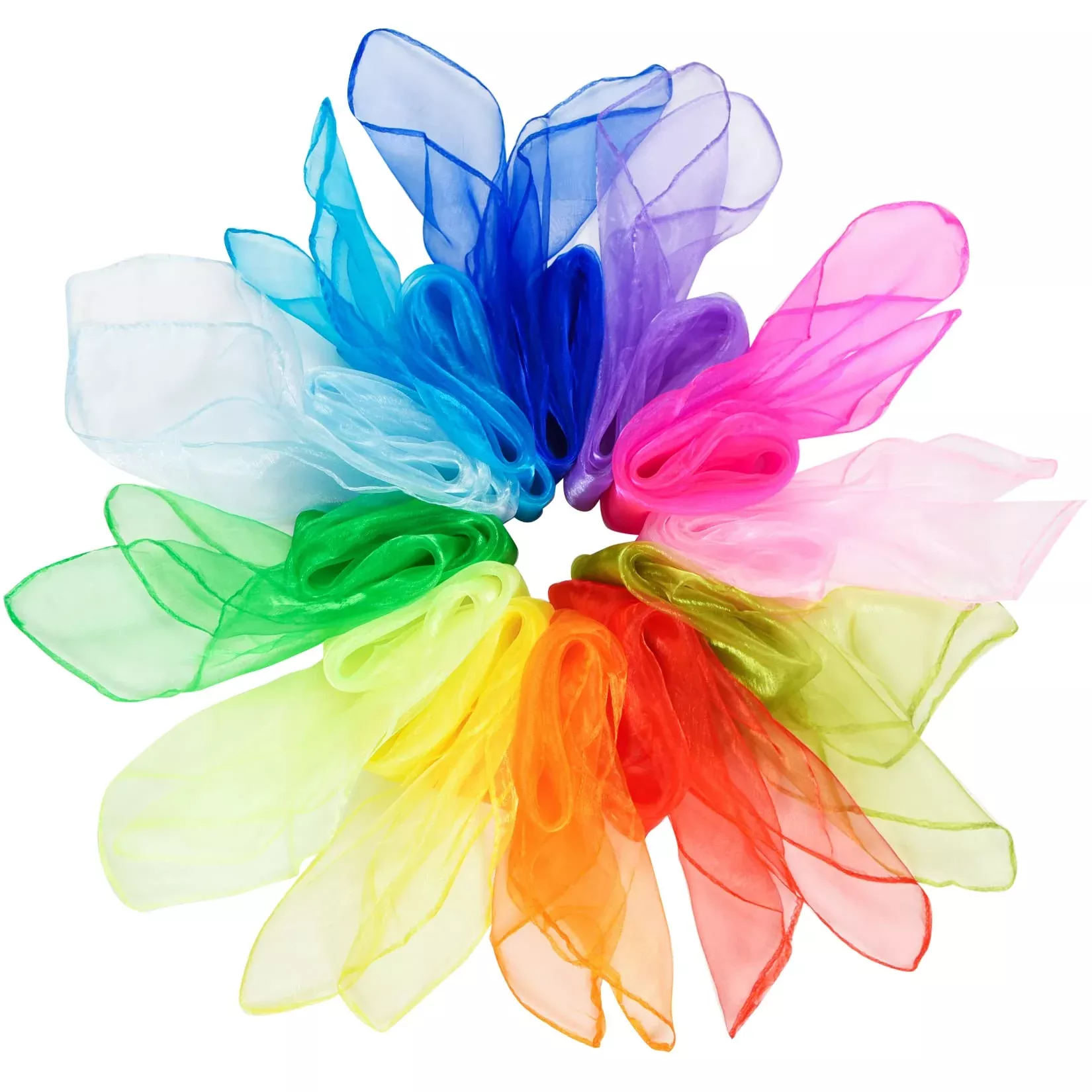 Jmkcoz Square Juggling Silk Scarves Set, 12 Colors, 24"x