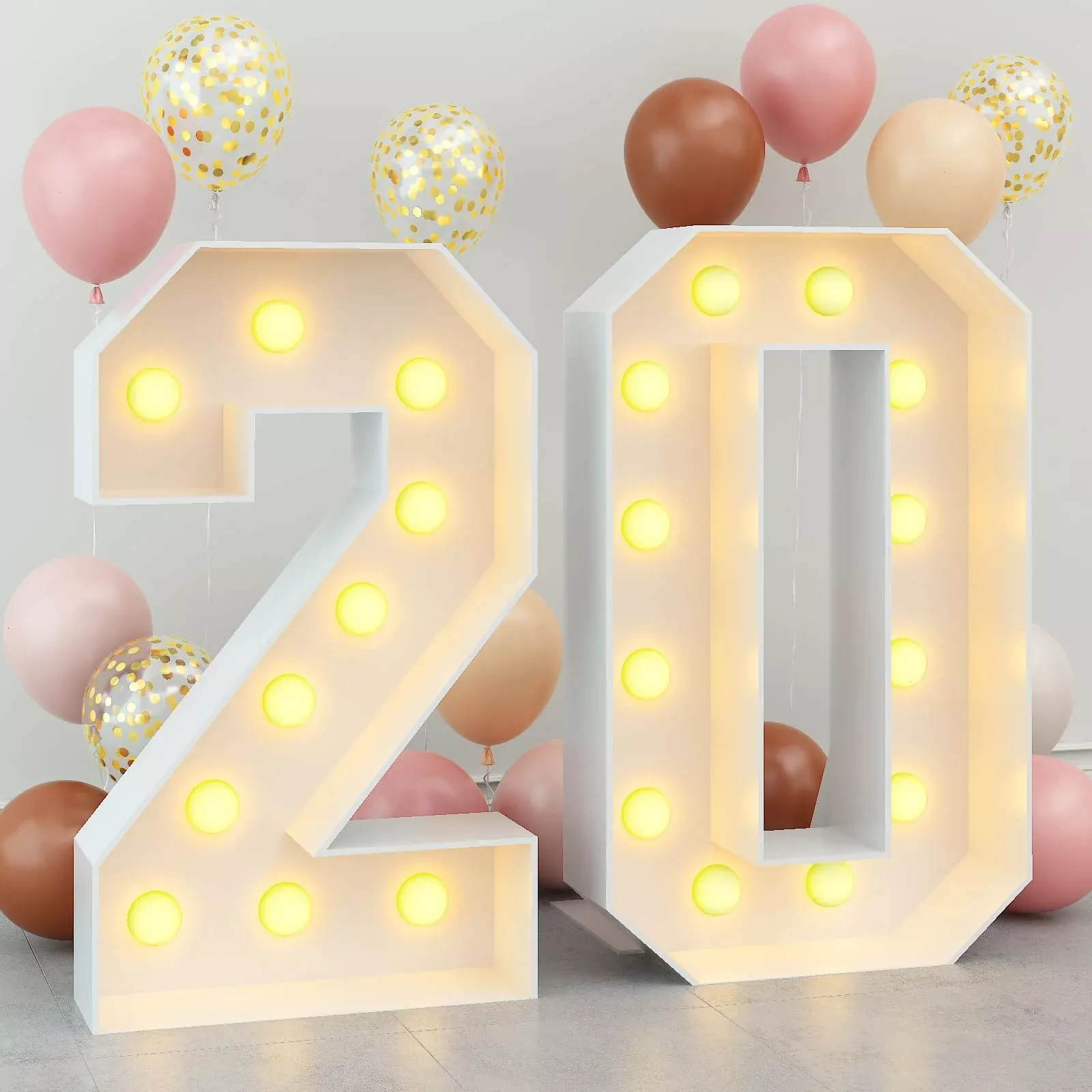 KAINSY Light Up Number 20, White, 4ft Marquee Decoration