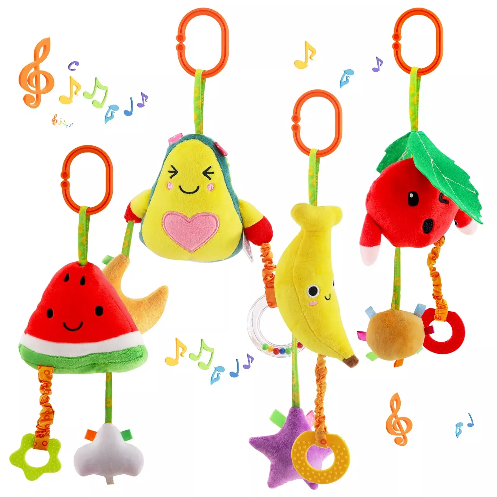 KAKIBLIN Plush Baby Toy for Car Seat & Stroller - Medium, Fruit