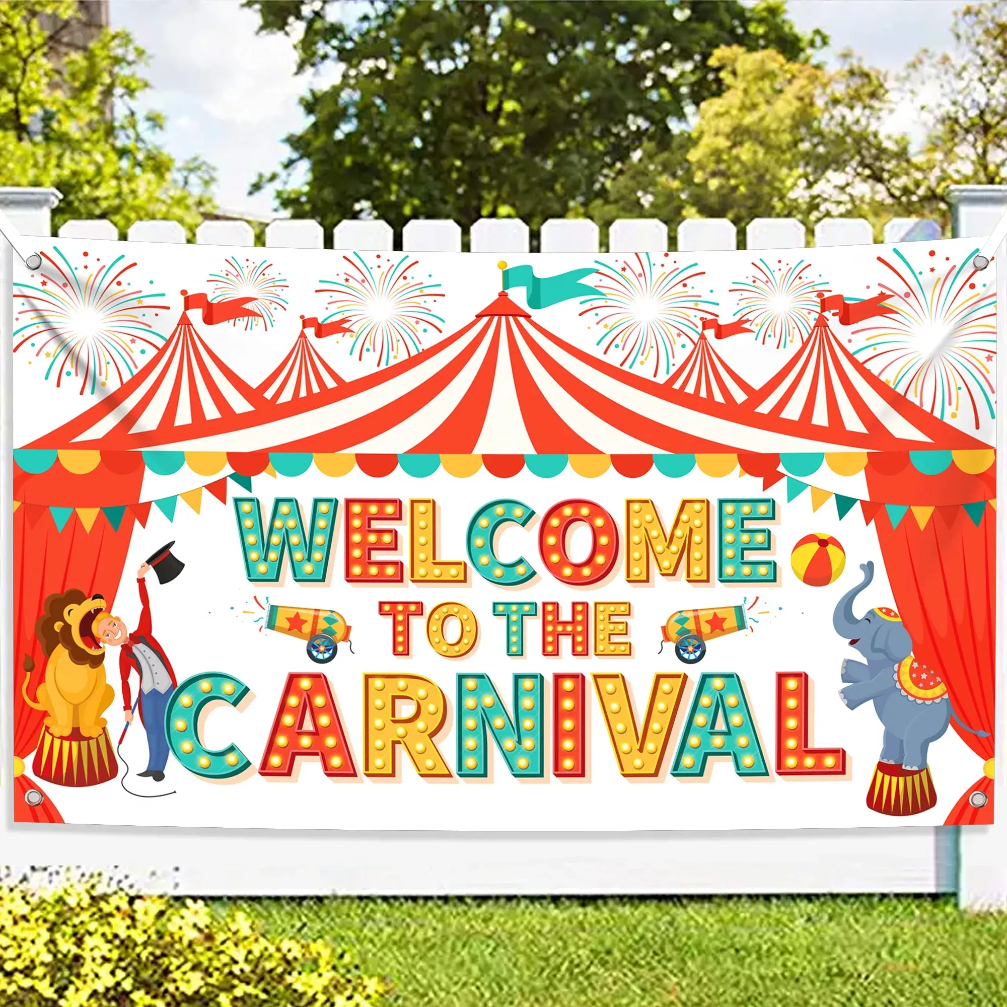KatchOn Carnival Backdrop Banner 72x44 Inch Red Cloth Fabric
