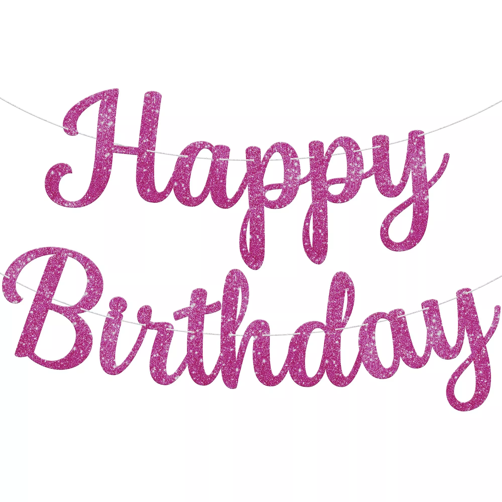 KatchOn Pink Happy Birthday Banner Cursive 10 Feet Decoration