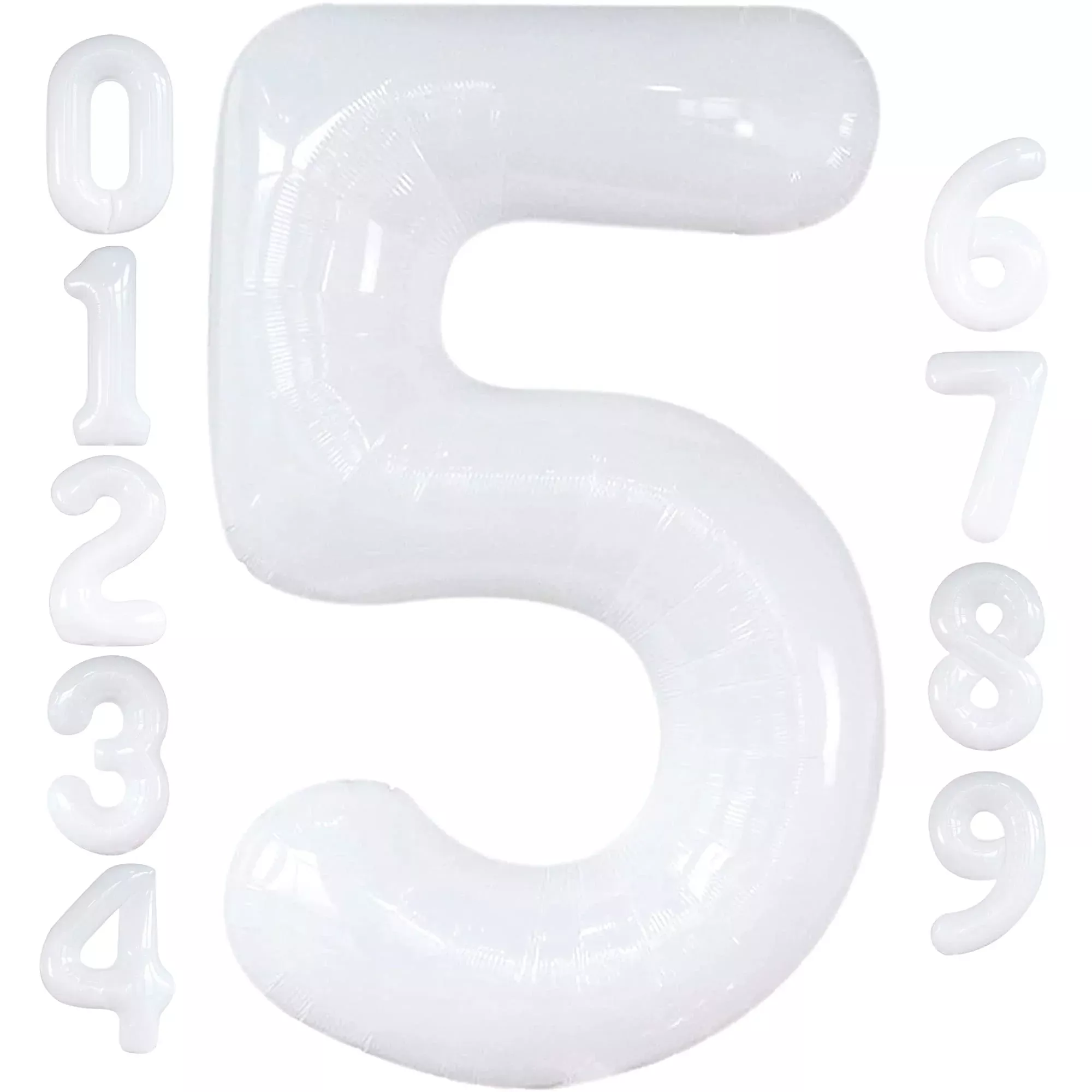 KatchOn White Number 5 Balloon - 40 Inch Metallic Birthday Decor