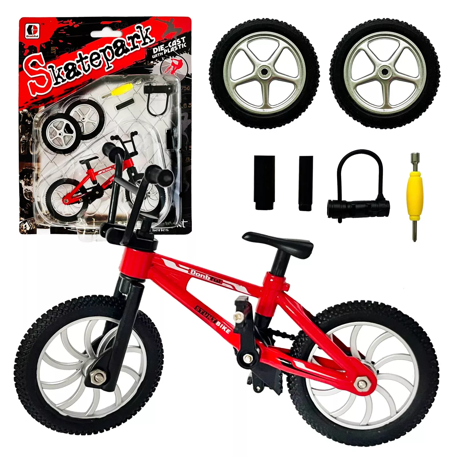 kidbeile Mini Mountain Bike Model Red Alloy 4" with Movable Parts