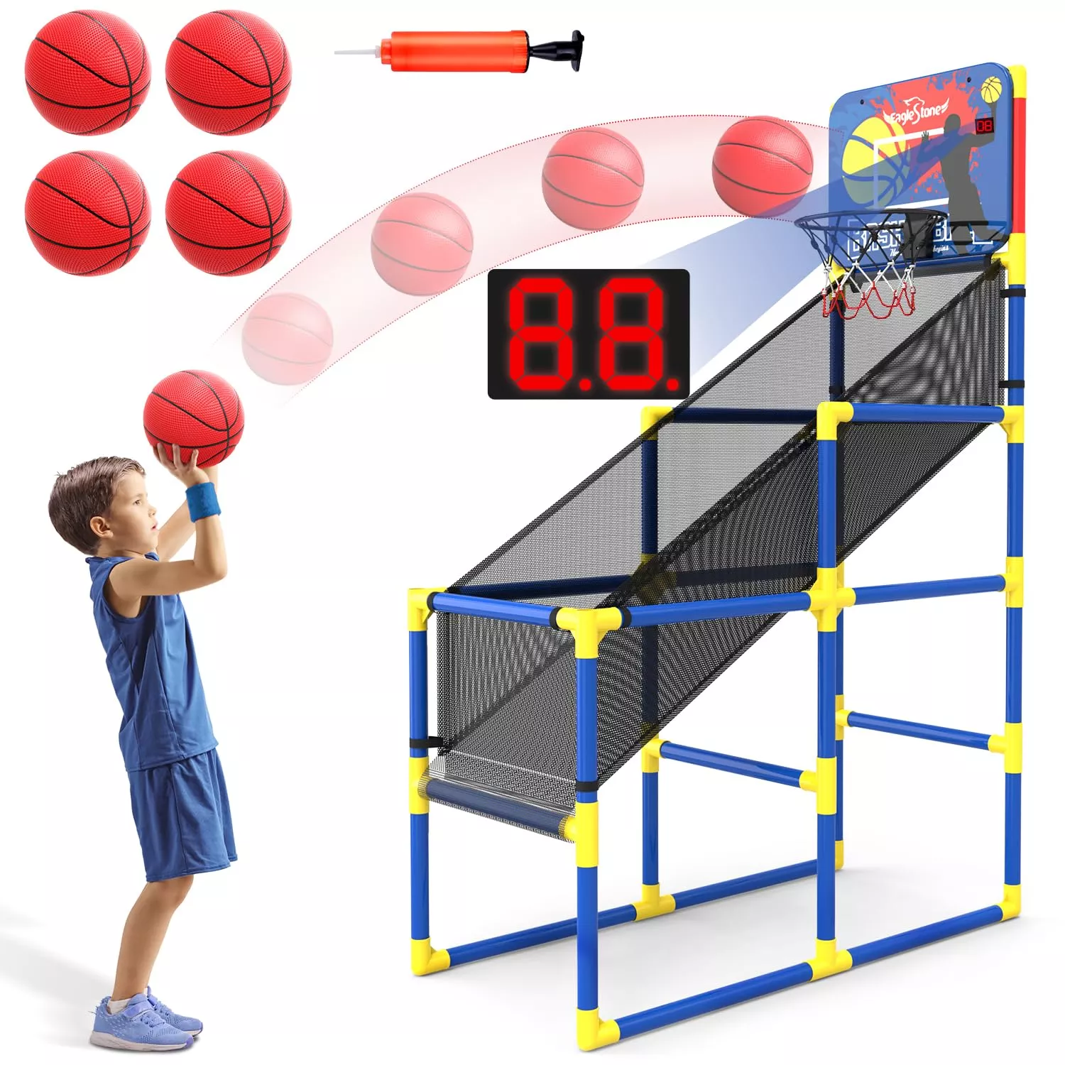 Kids Basketball Hoop Arcade Game W/Electronic Scoreboard Cheer Sound,