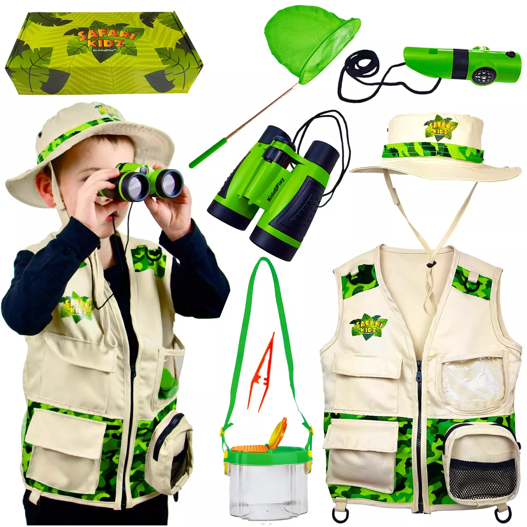 Kidz@Play Safari Outdoor Exploration Set for Ages 3-9, Green