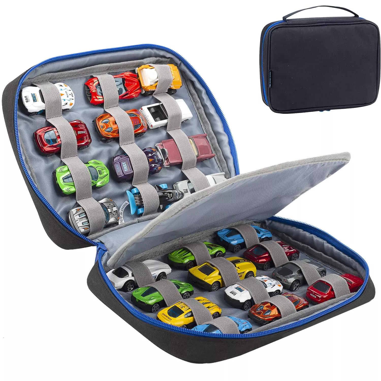 KISLANE Toy Cars Storage Case for 24 Diecast Cars, Black, 10