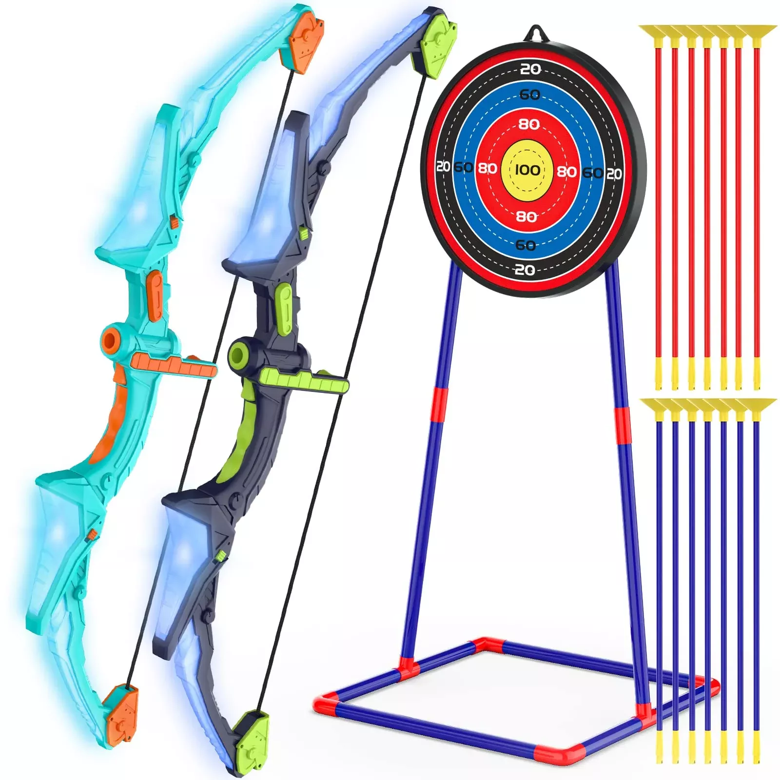 Kmuxilal Bow and Arrow Set for Kids, Medium, Purple and Green